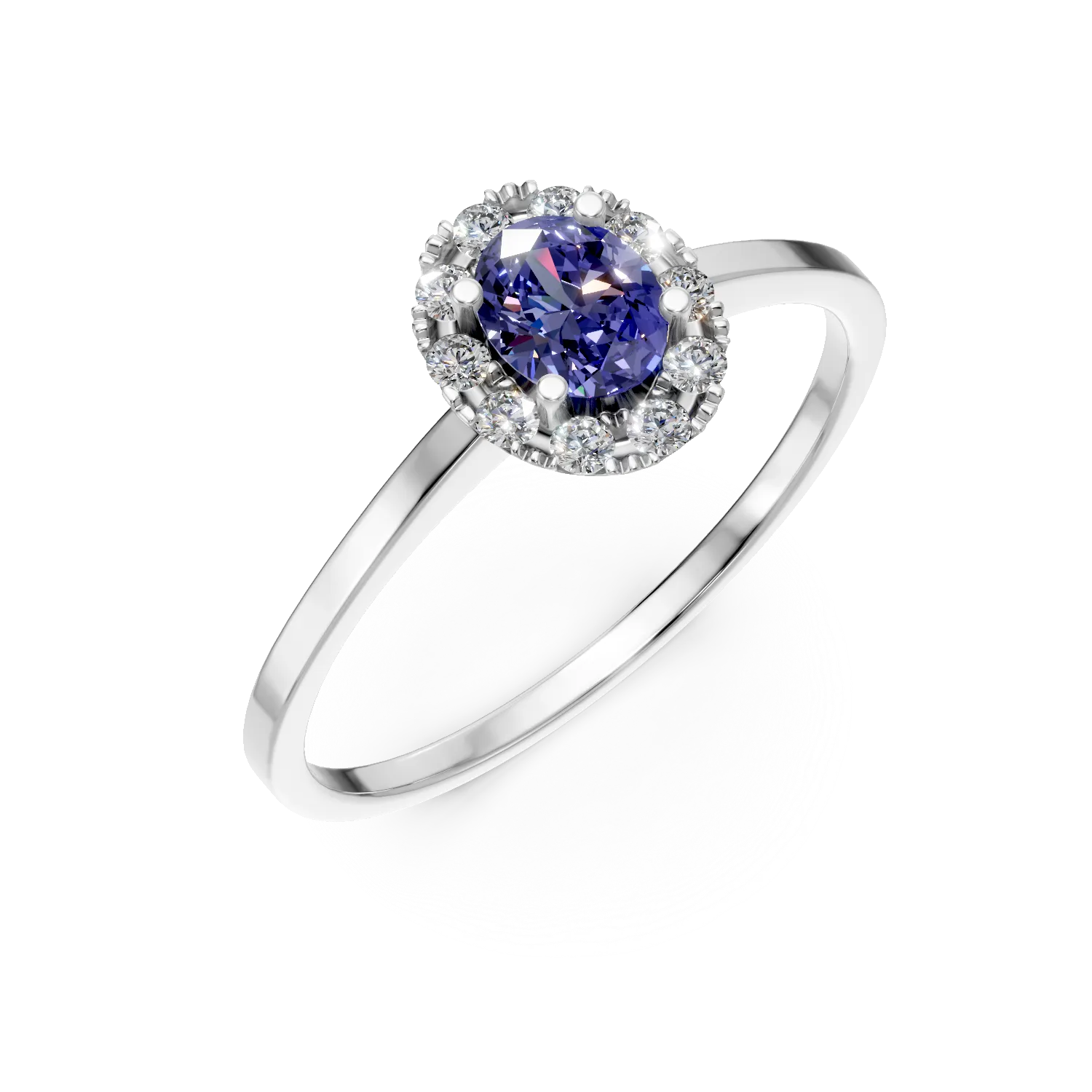 White gold ring with an oval sapphire 0.48ct and diamonds 0.18ct-201636