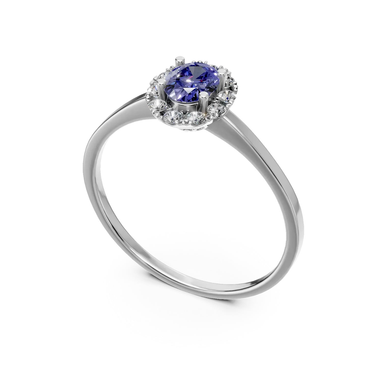 White gold ring with an oval sapphire 0.48ct and diamonds 0.18ct