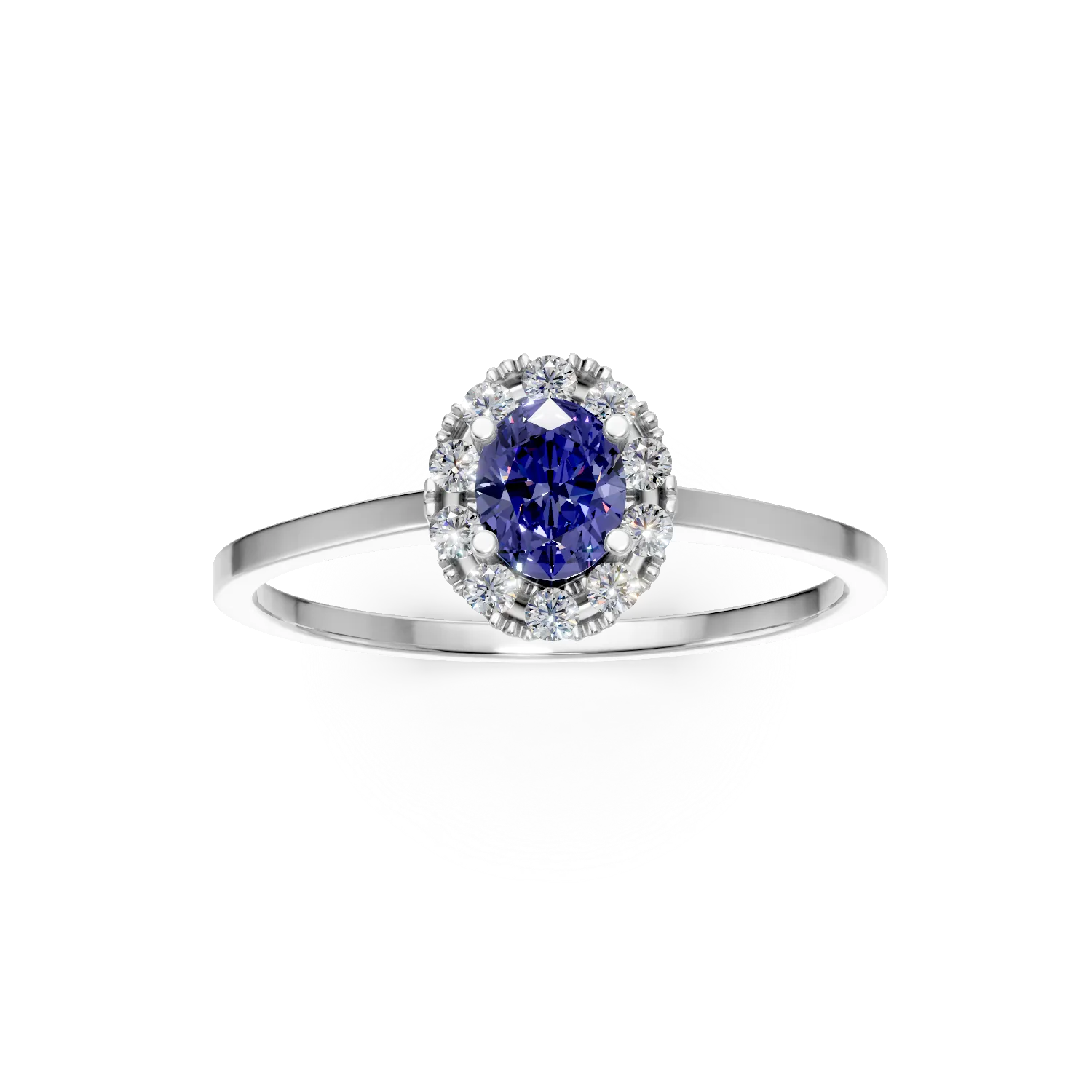 White gold ring with an oval sapphire 0.48ct and diamonds 0.18ct