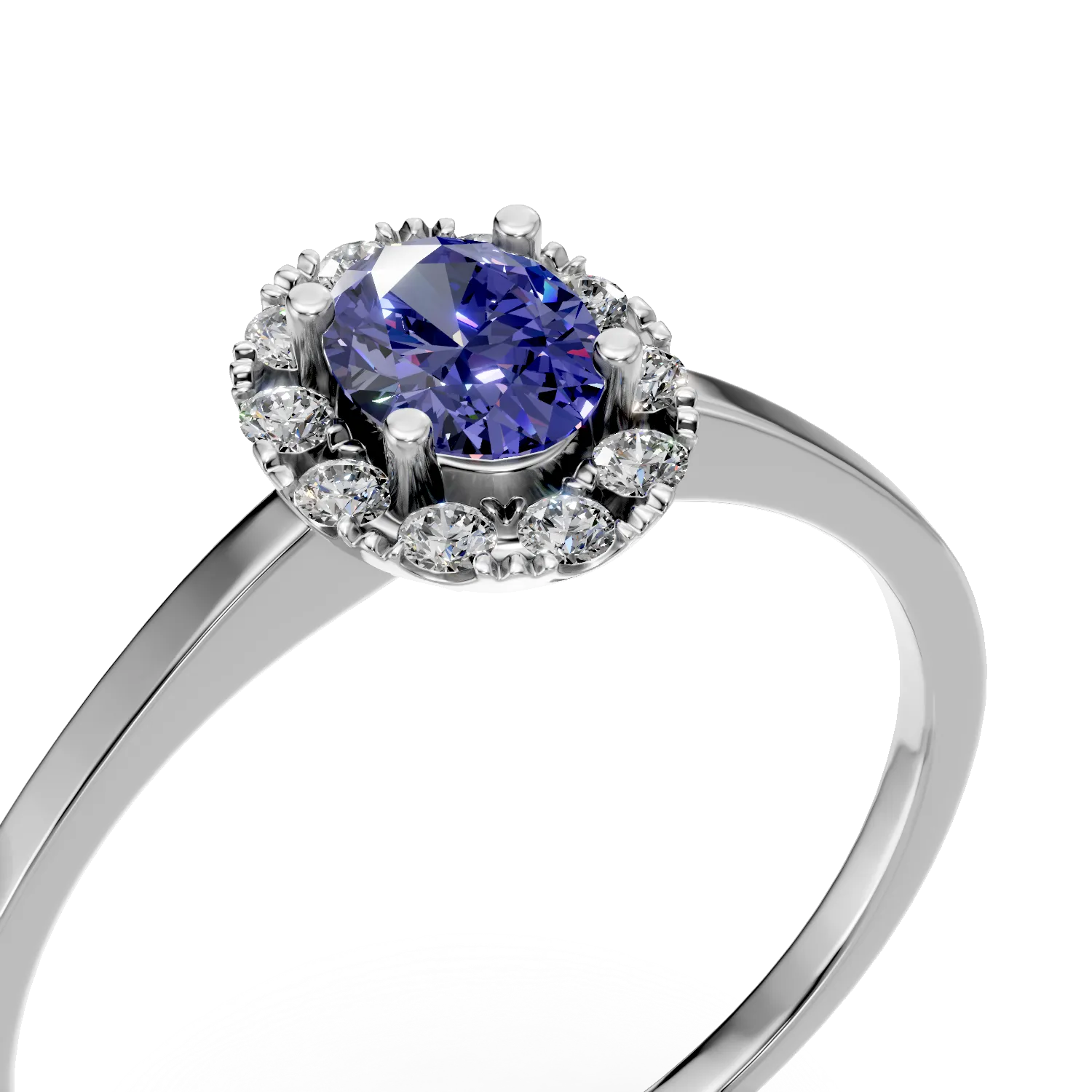 White gold ring with an oval sapphire 0.48ct and diamonds 0.18ct