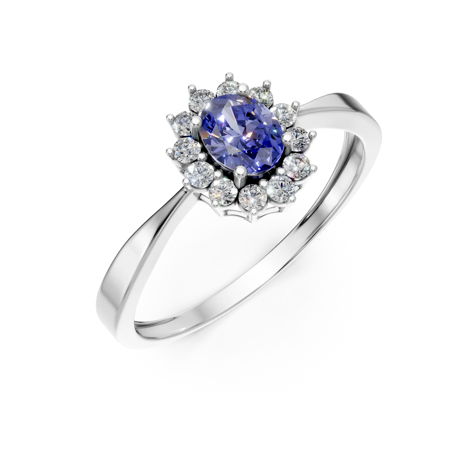White gold ring with an oval sapphire 0.46ct and diamonds 0.17ct-201639