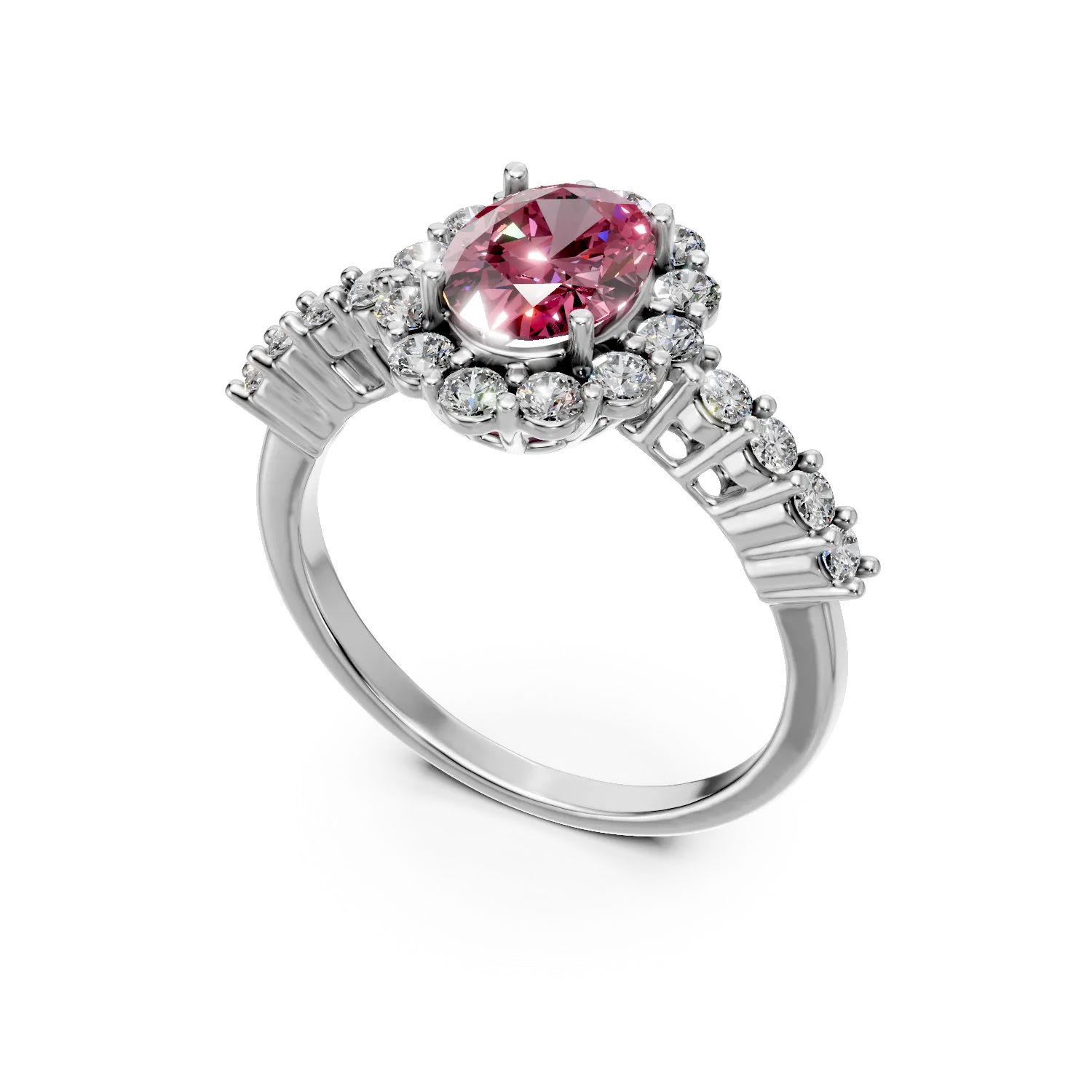 Inel din aur alb cu un rubin oval de 1.46ct si diamante de 0.65ct - imagine 2