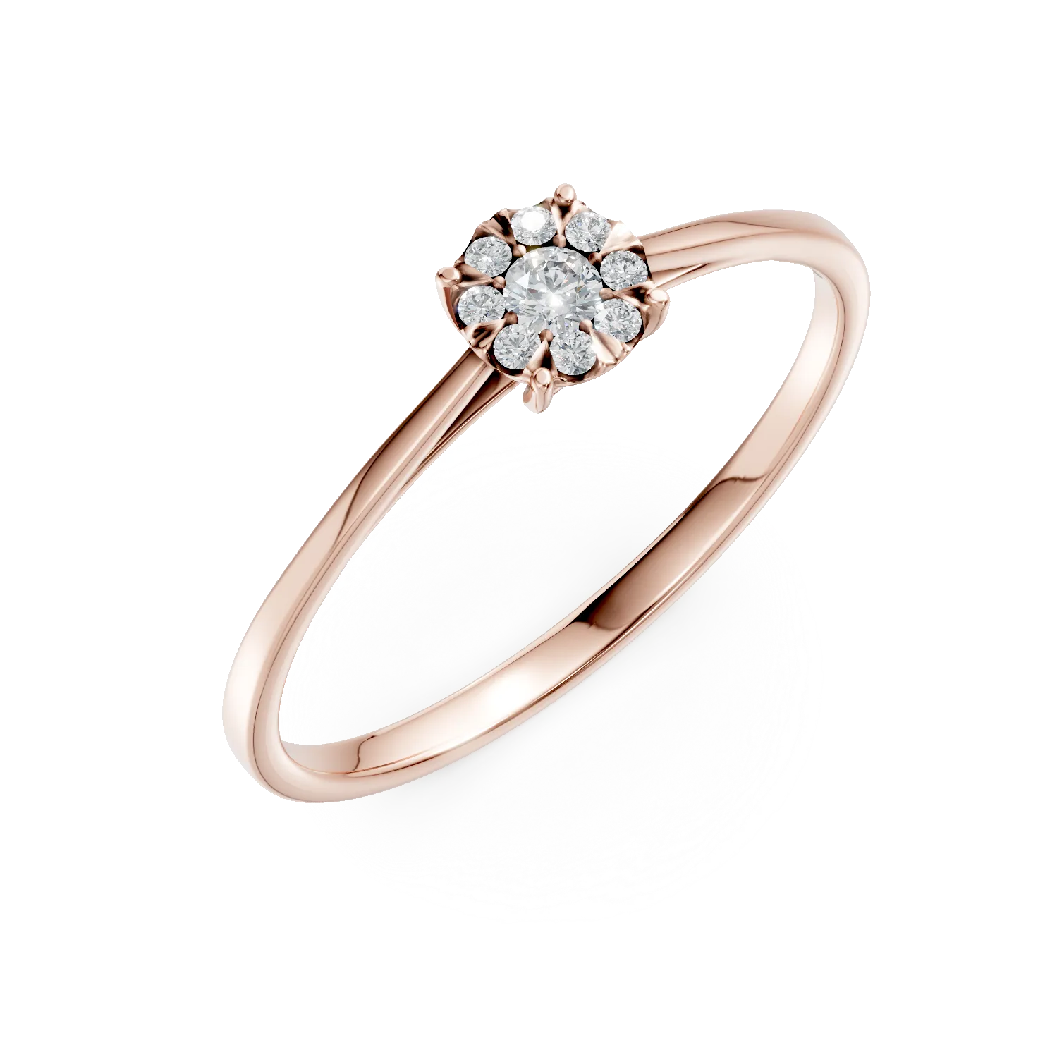 Inel de logodna din aur roz cu diamante de 0.1ct