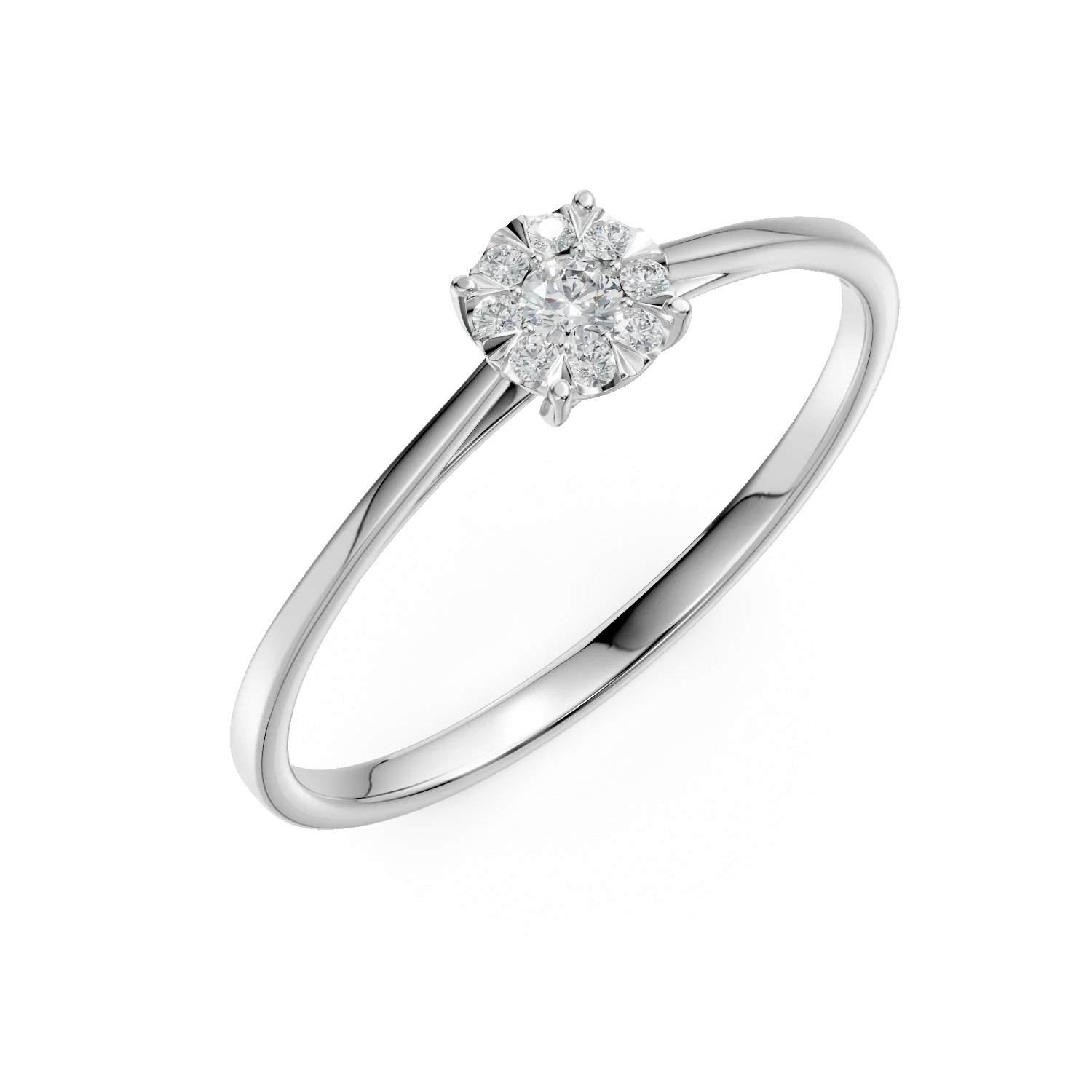 Inel de logodna din aur alb cu diamante de 0.1ct