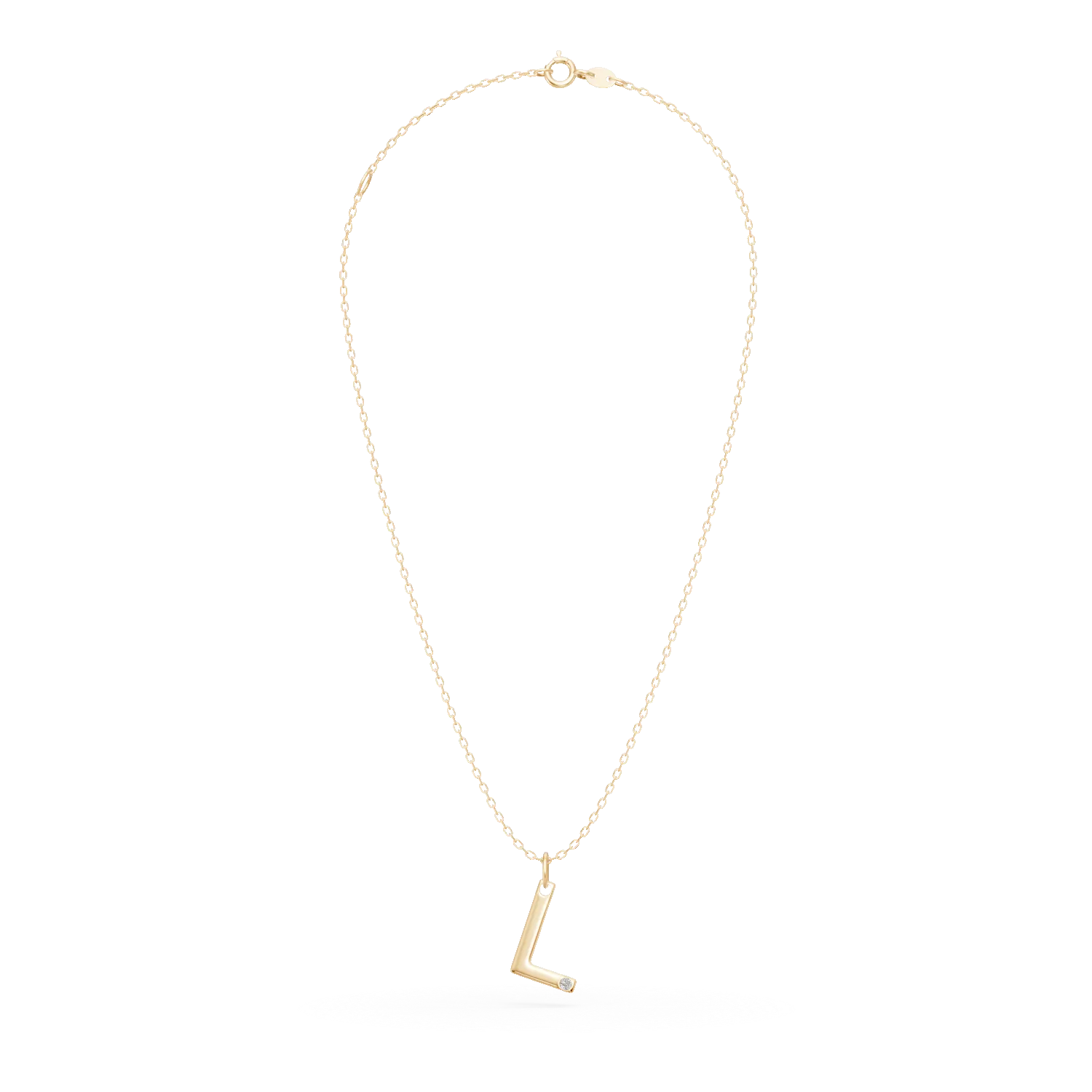 Naszyjnik z zawieszka litera L z zoltego zlota z 0.005ct diamentem