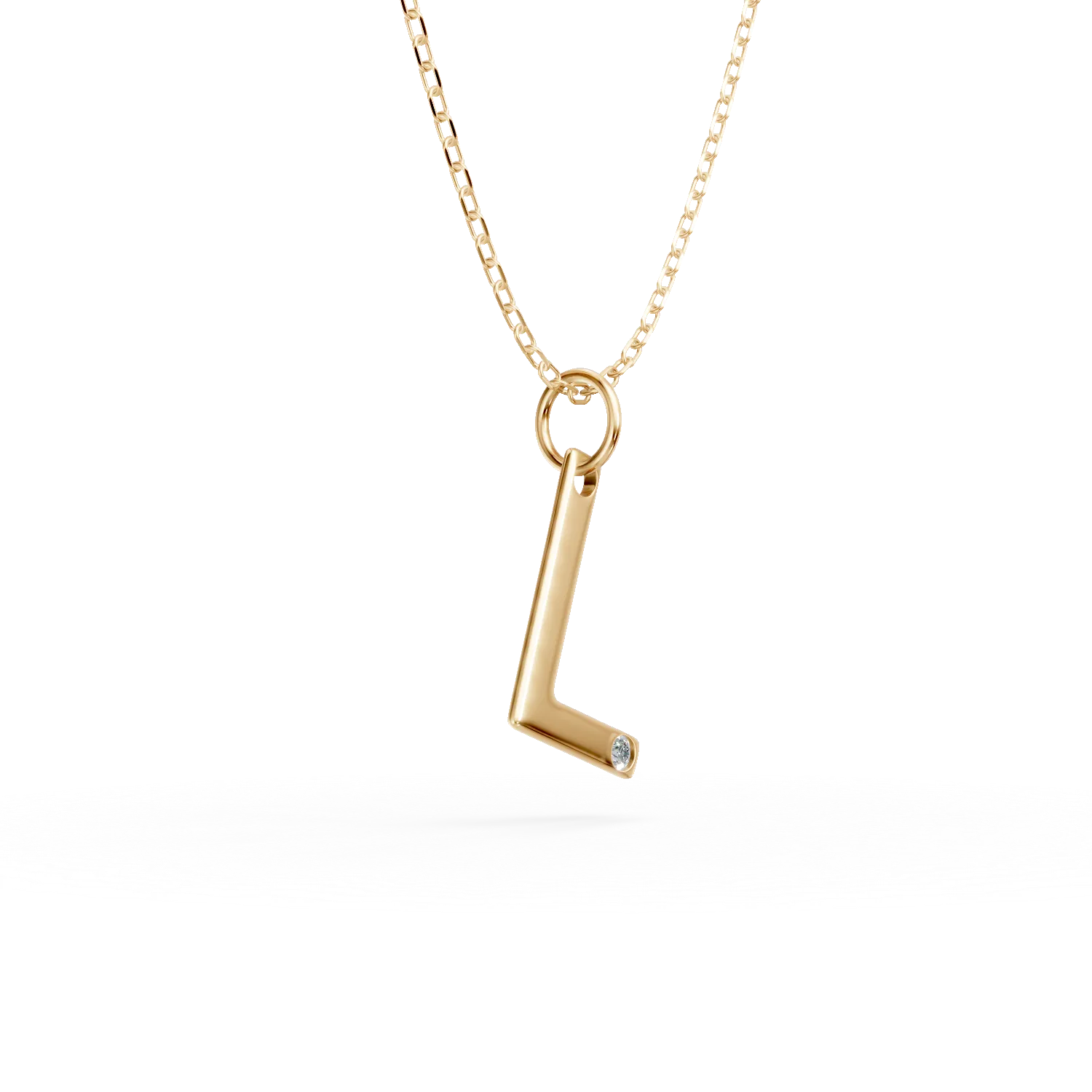 Naszyjnik z zawieszka litera L z zoltego zlota z 0.005ct diamentem