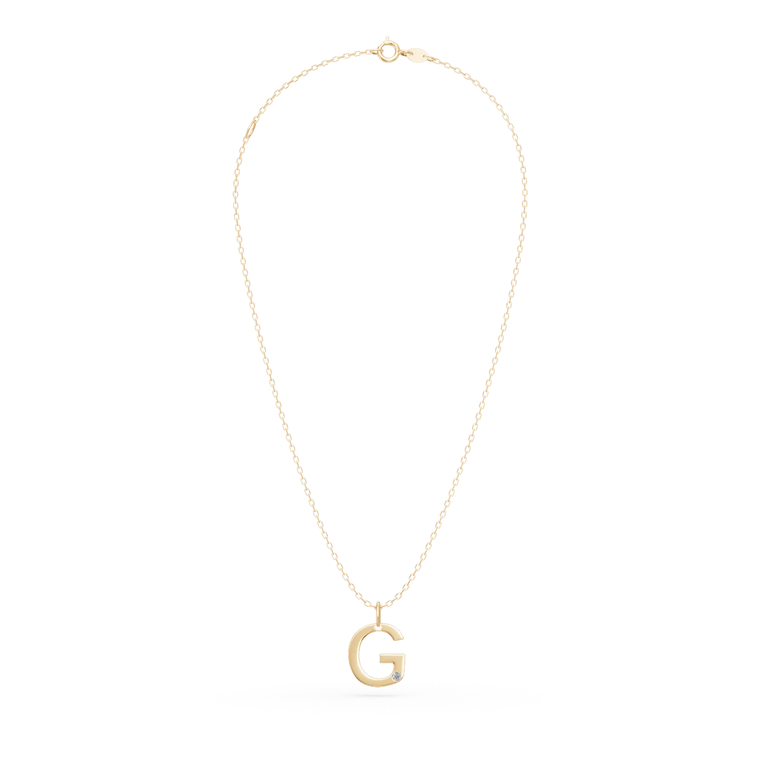 Naszyjnik z zawieszka litera G z zoltego zlota z 0.005ct diamentem