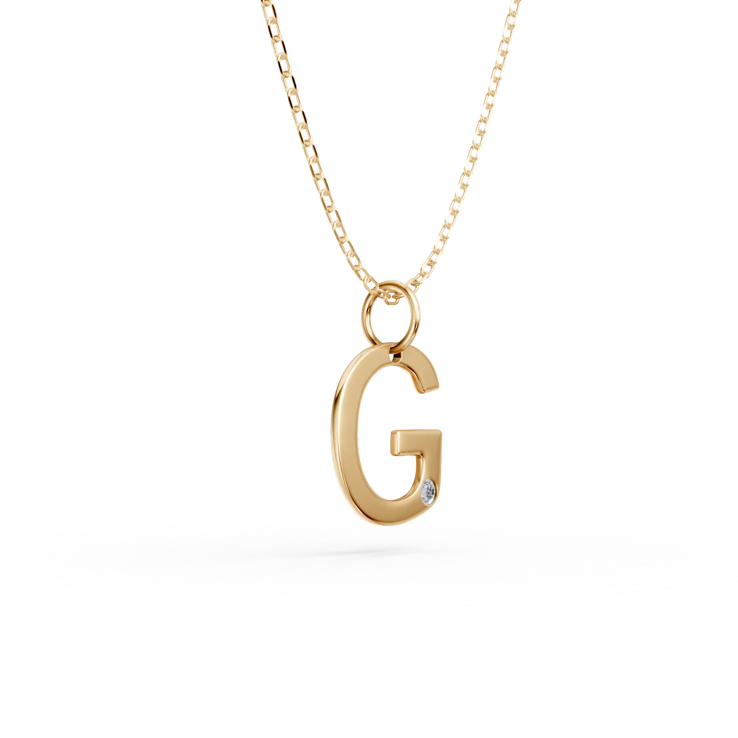 Naszyjnik z zawieszka litera G z zoltego zlota z 0.005ct diamentem