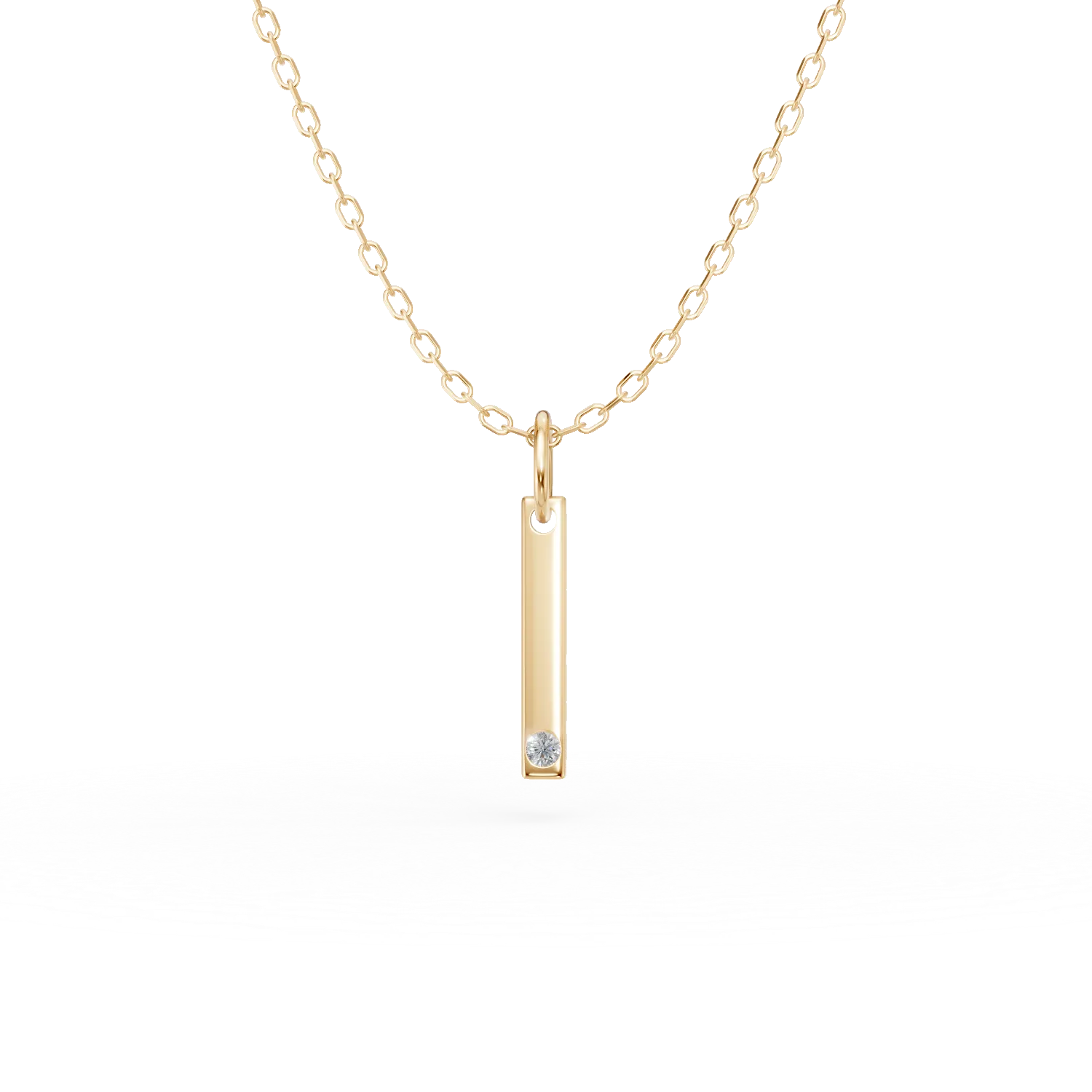 Naszyjnik z zawieszka litera I z zoltego zlota z 0.005ct diamentem