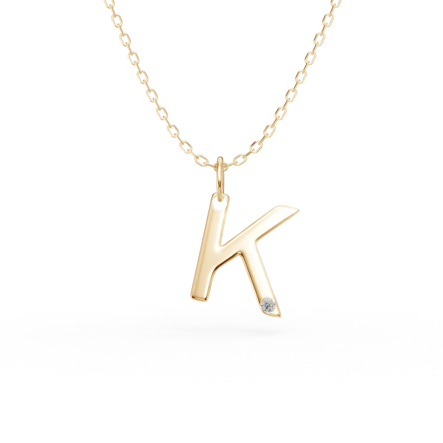 Naszyjnik z zawieszka litera K z zoltego zlota z 0.005ct diamentem-201953