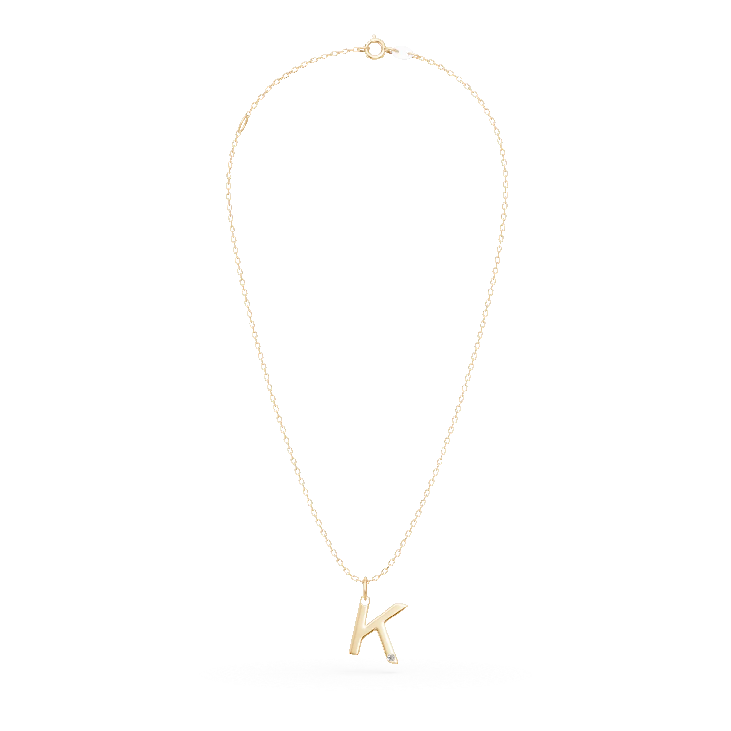 Naszyjnik z zawieszka litera K z zoltego zlota z 0.005ct diamentem