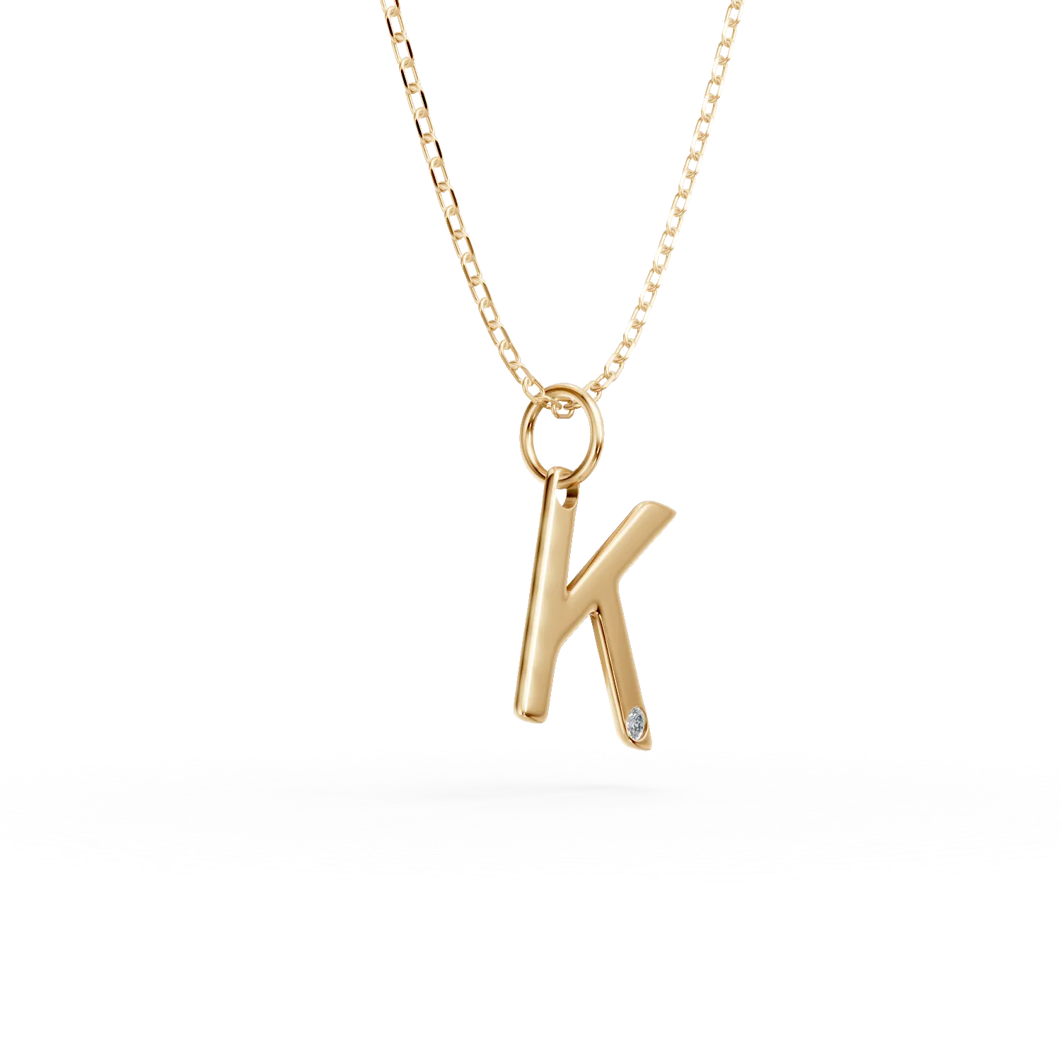 Naszyjnik z zawieszka litera K z zoltego zlota z 0.005ct diamentem