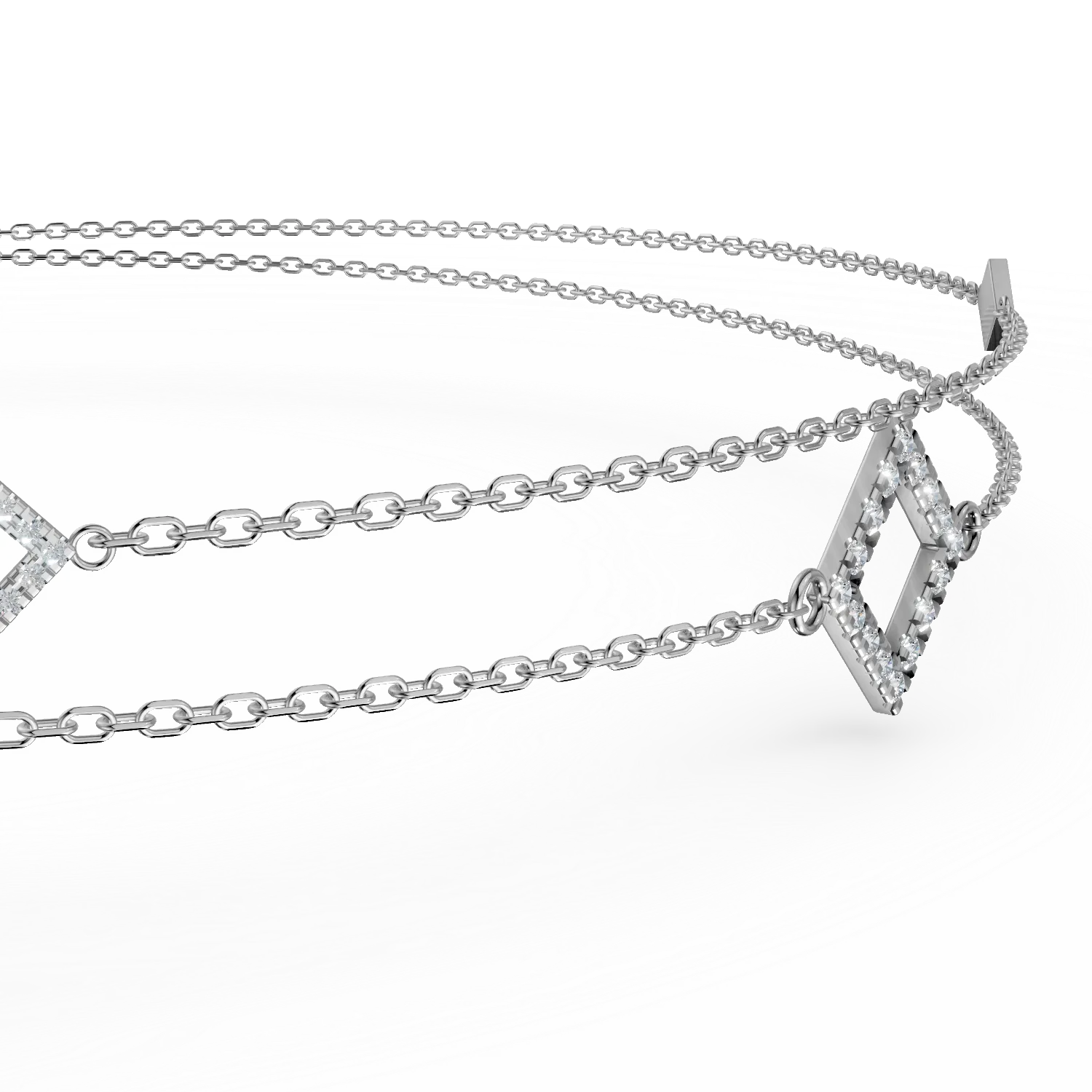 Bratara cu pandantive geometrice din aur alb cu diamante de 0.1ct