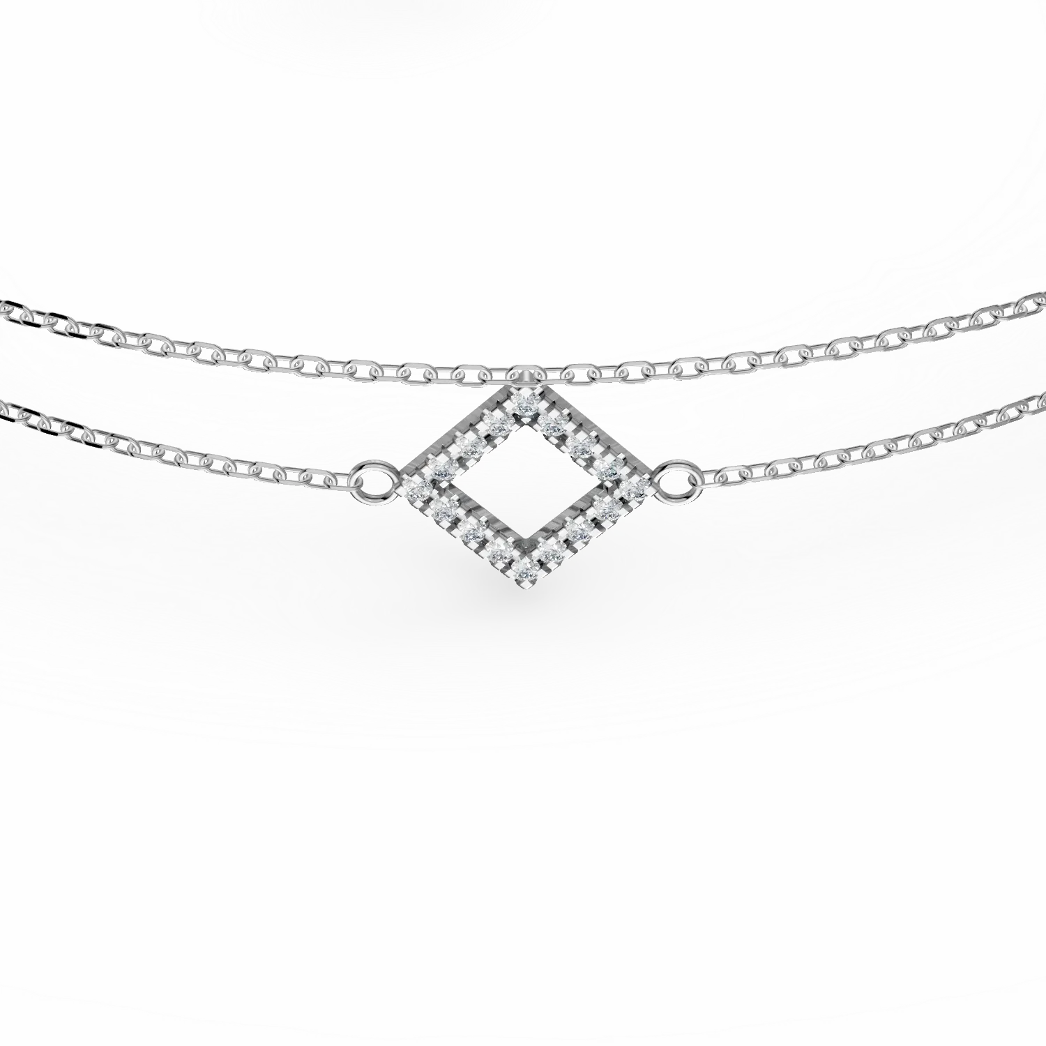 Bratara cu pandantive geometrice din aur alb cu diamante de 0.1ct