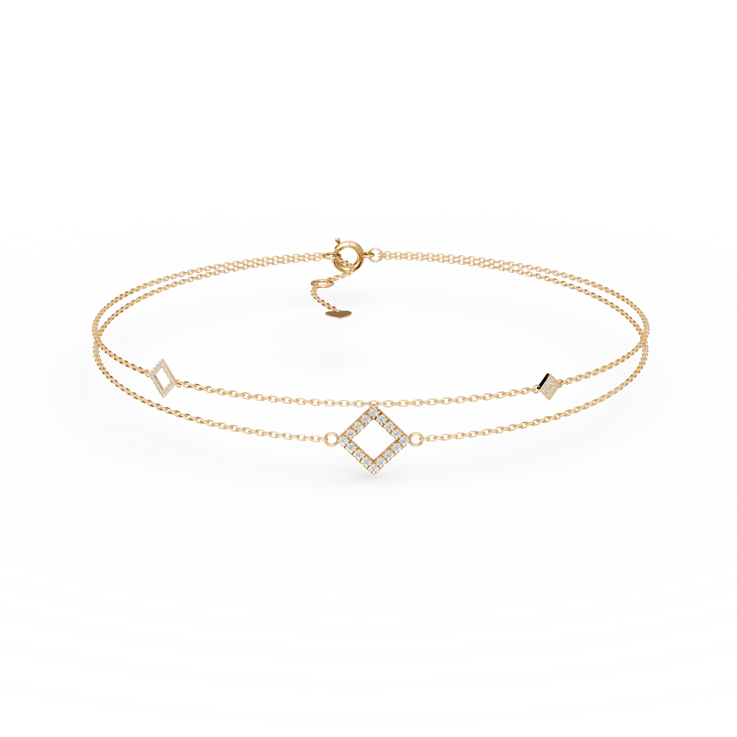 Bratara cu pandantive geometrice din aur galben cu diamante de 0.1ct