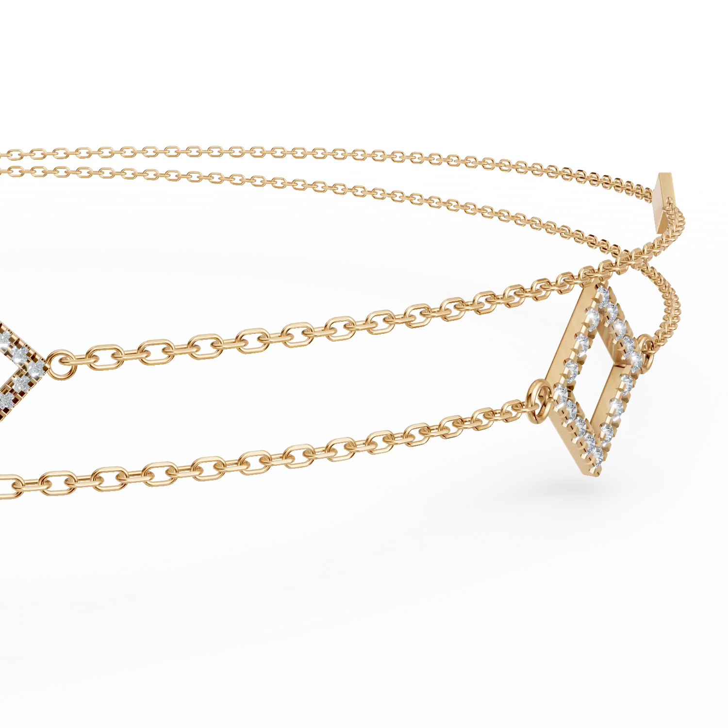 Bratara cu pandantive geometrice din aur galben cu diamante de 0.1ct