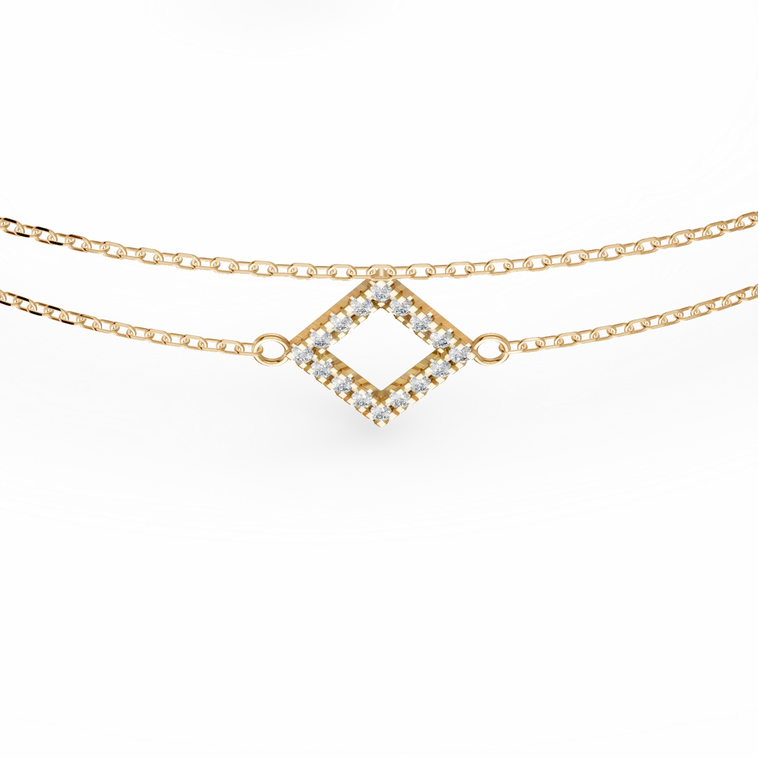 Bratara cu pandantive geometrice din aur galben cu diamante de 0.1ct