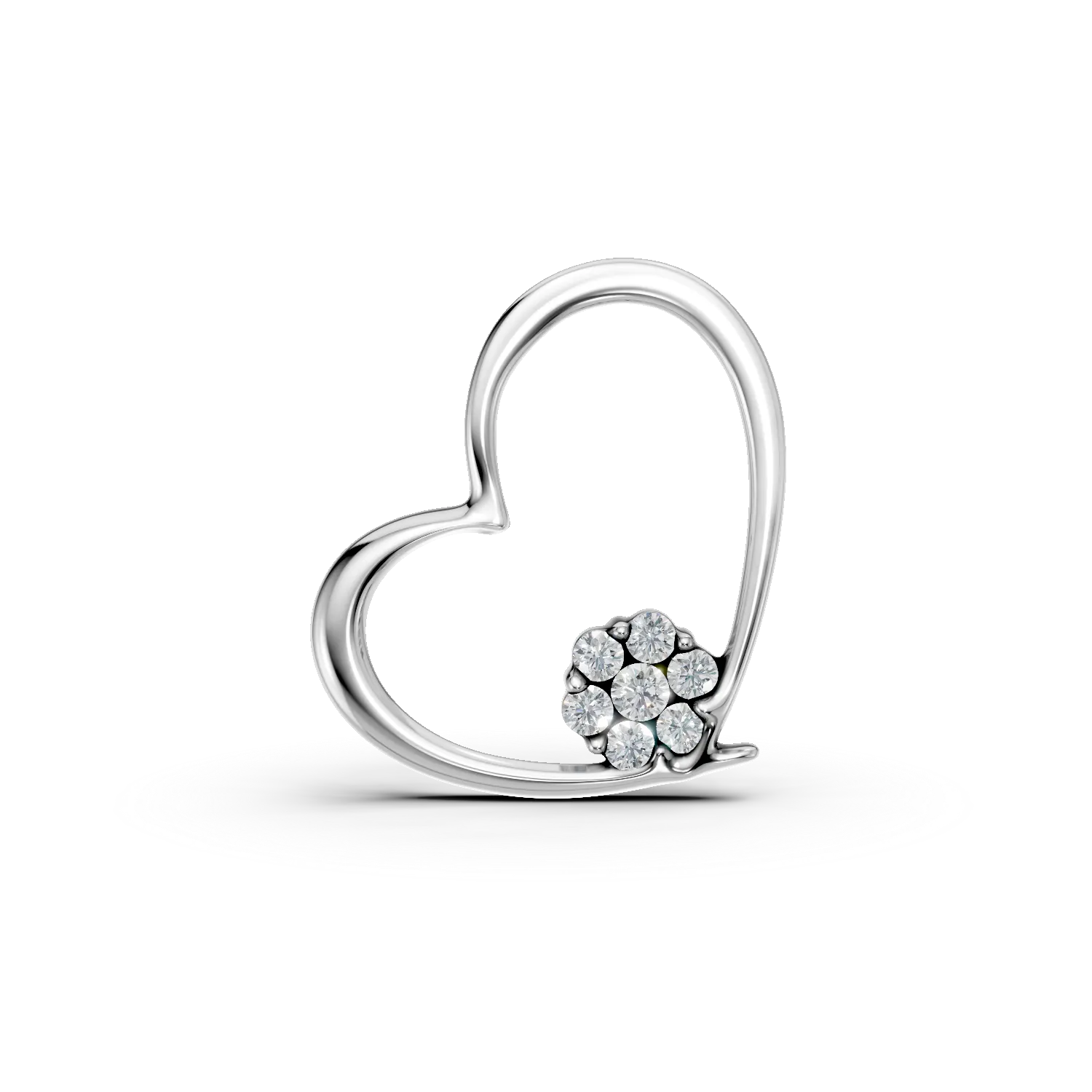 Teilor Pandantiv inima din aur alb cu diamante de 0.12ct