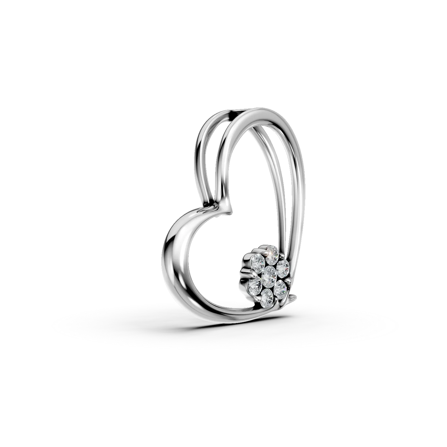 Zawieszka serce z bialego zlota z diamentami 0.12ct