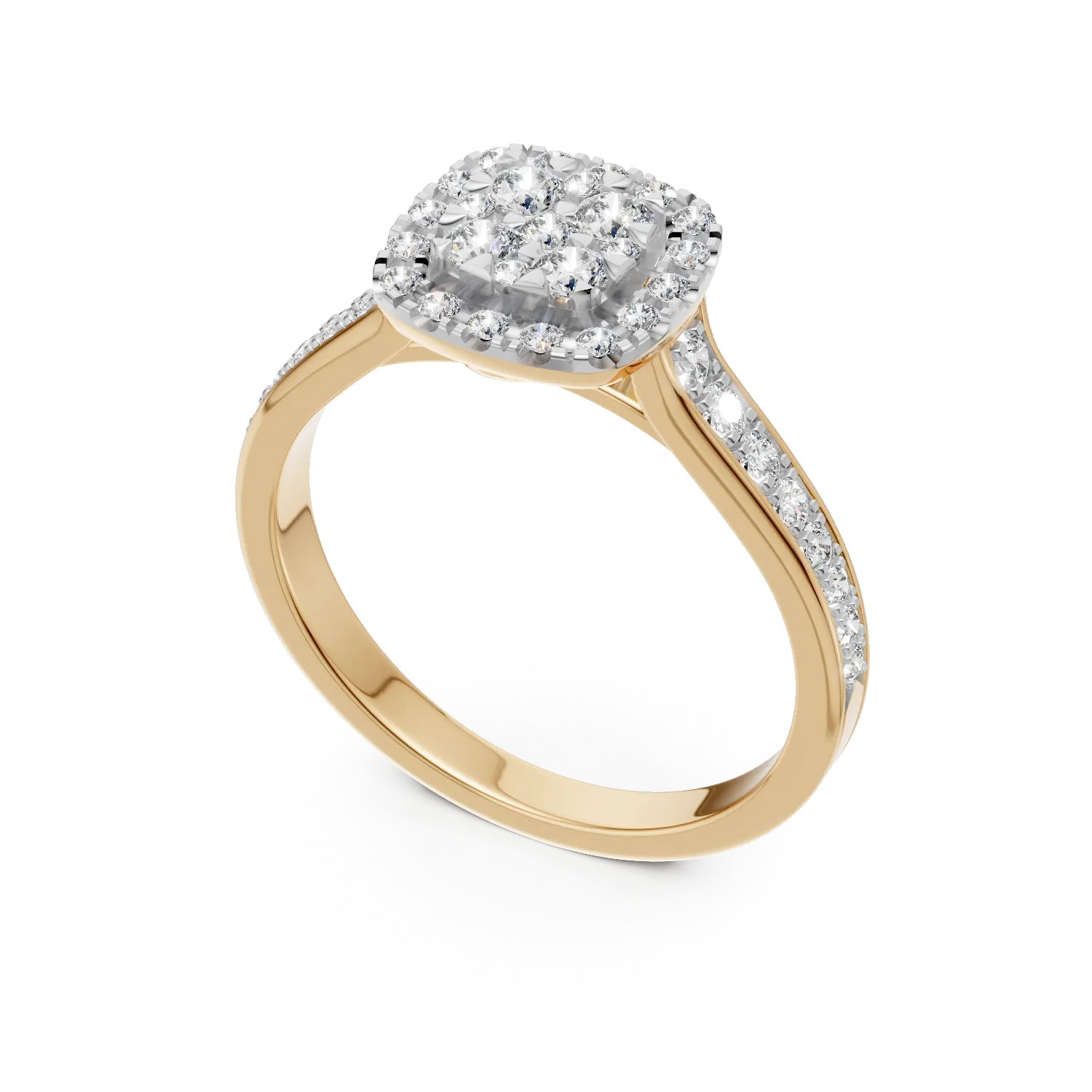 Sárga arany eljegyzési gyűrű 0.5ct gyémántokkal