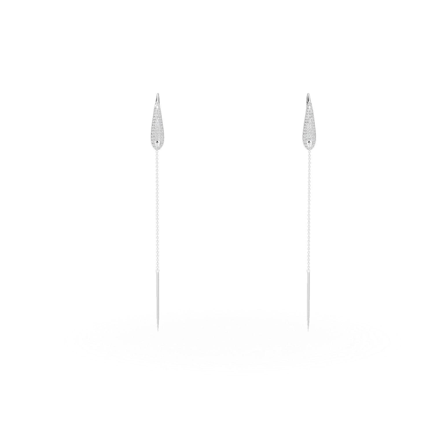 Cercei lungi din aur alb cu diamante de 0.3ct-202120