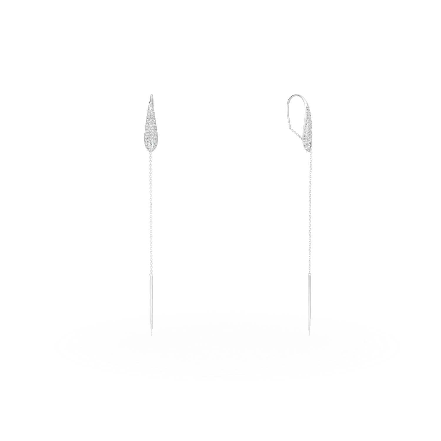 Teilor Cercei lungi din aur alb cu diamante de 0.3ct