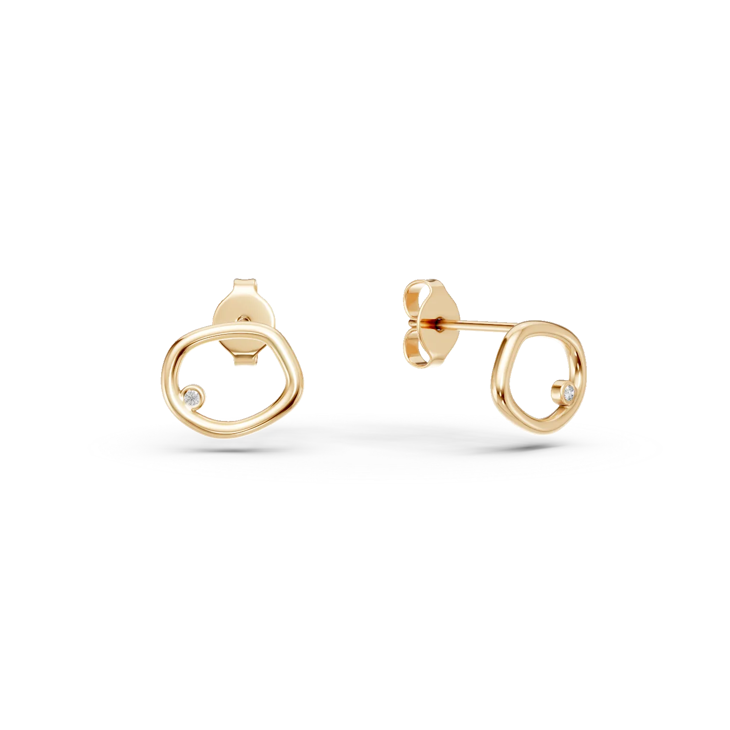 Cercei geometrici din aur galben cu diamante de 0.01ct