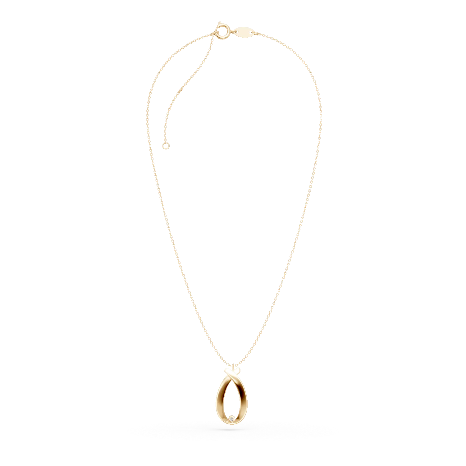 Sargaarany lanc geometrikus medallal es 0.005ct gyemanttal