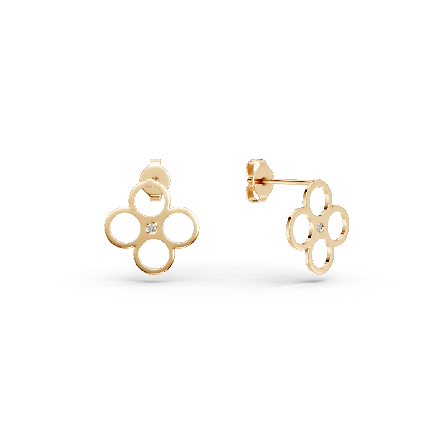 Teilor Cercei florali din aur galben cu diamante de 0.01ct