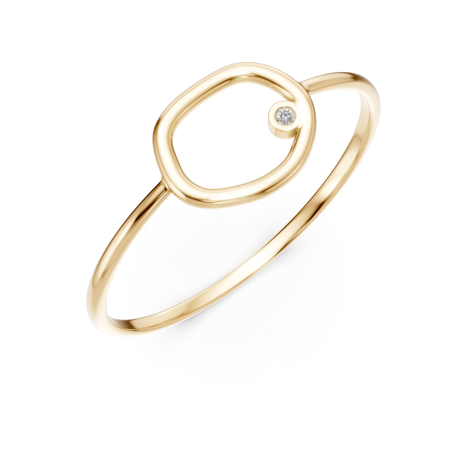 Inel geometric din aur galben cu diamante de 0.005ct