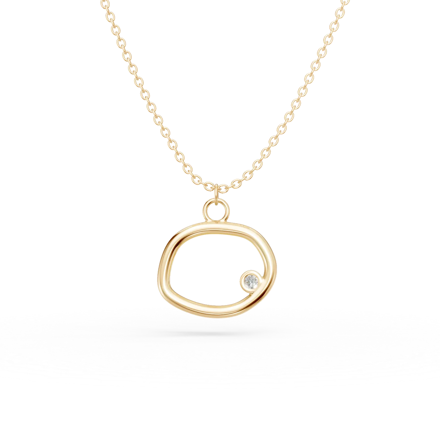 Naszyjnik z zoltego zlota z okragla zawieszka i diamentem 0.005ct-202354