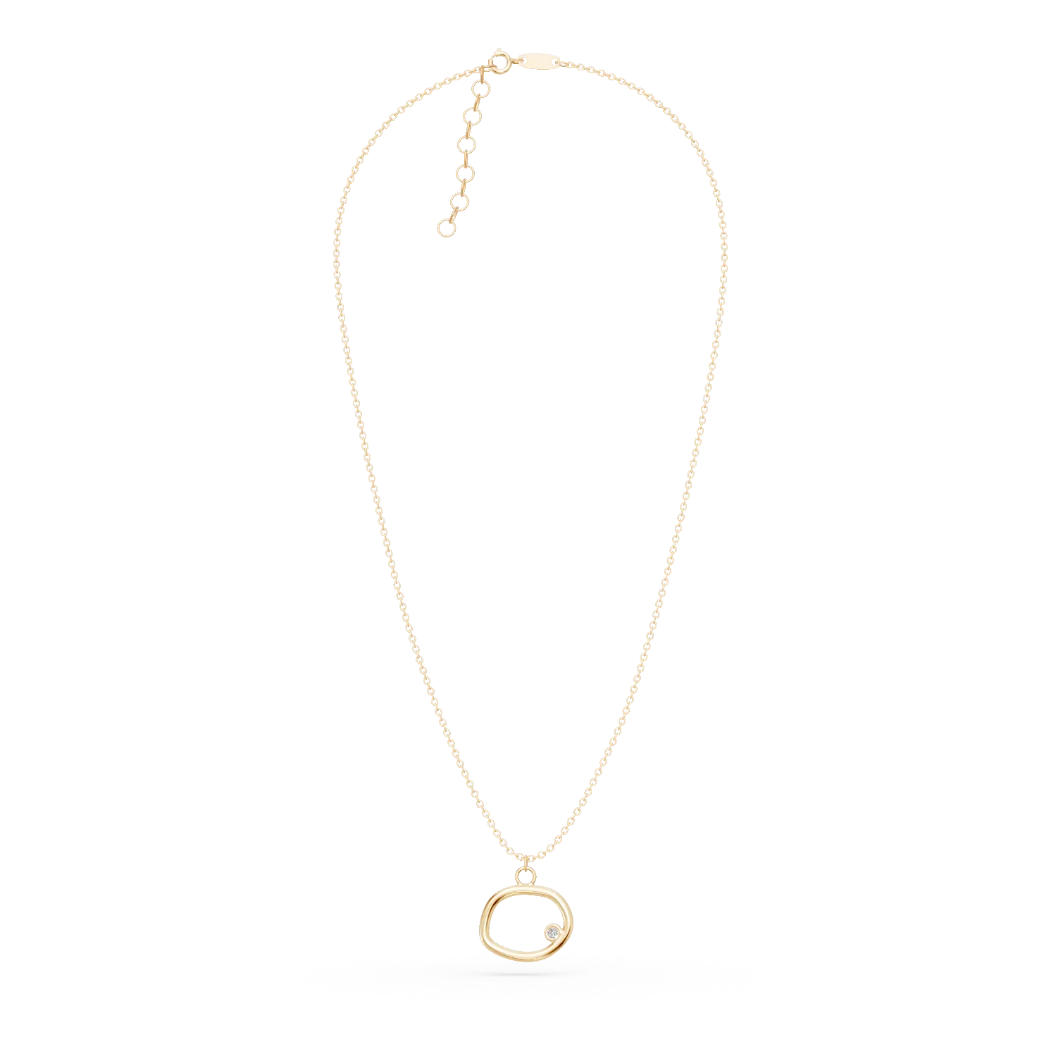 Naszyjnik z zoltego zlota z okragla zawieszka i diamentem 0.005ct