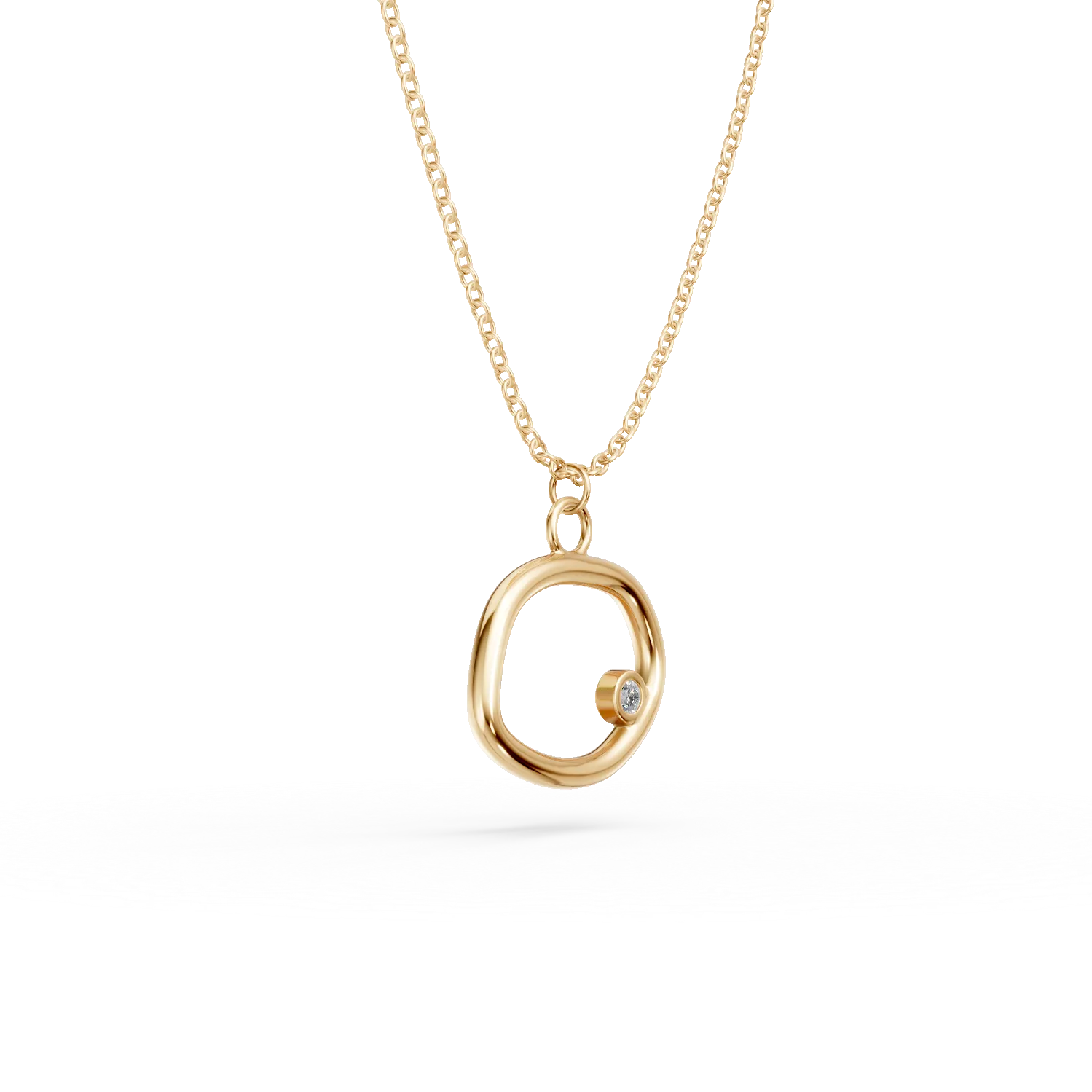 Naszyjnik z zoltego zlota z okragla zawieszka i diamentem 0.005ct