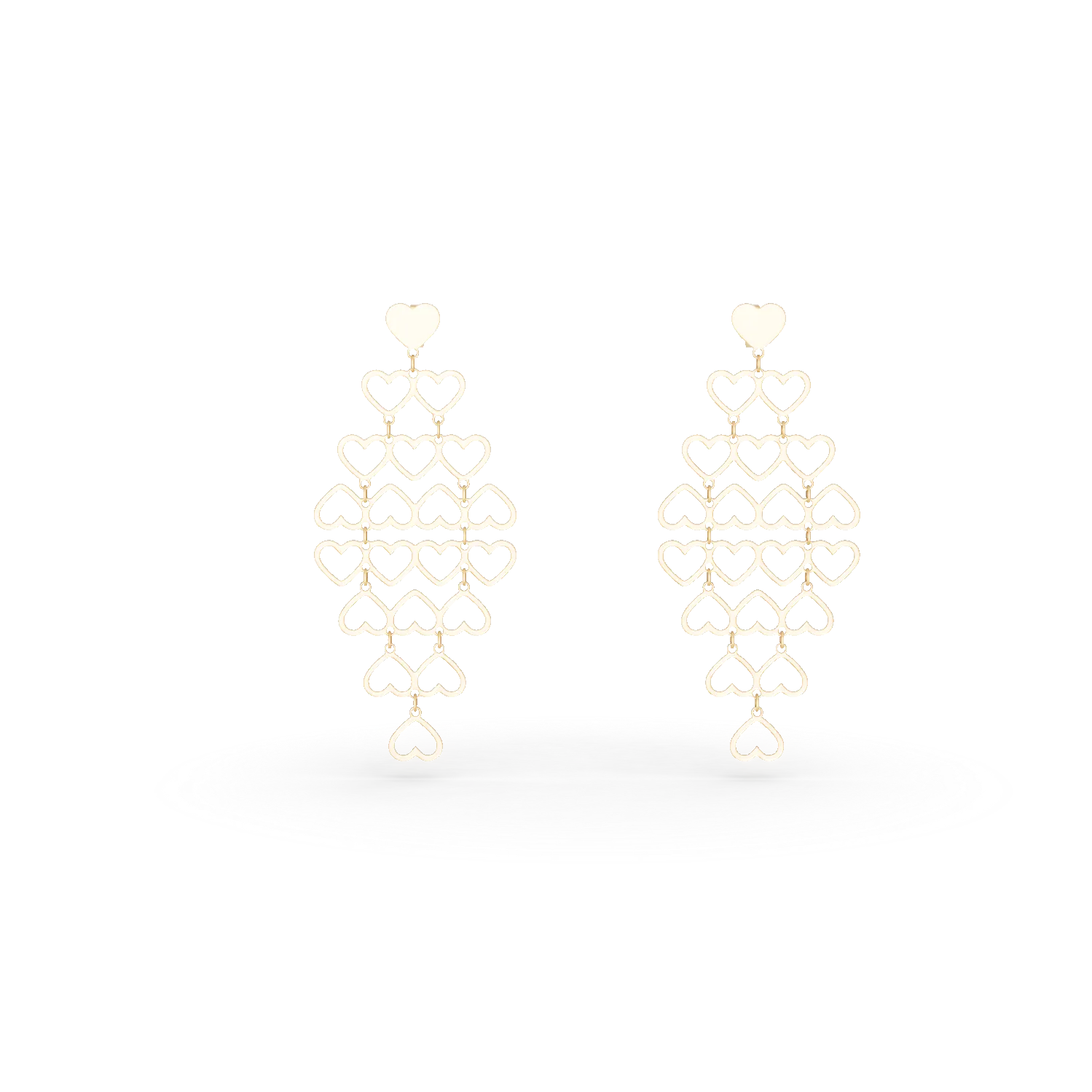 Yellow gold heart earrings-202358
