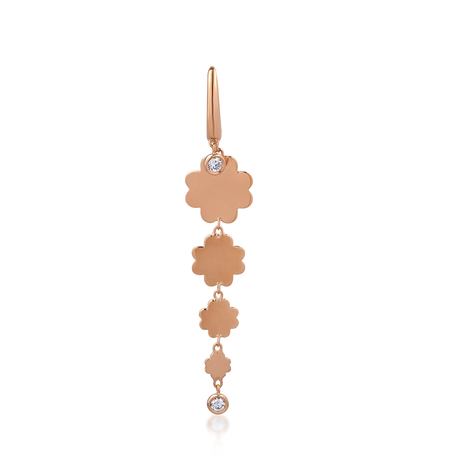 Cercel din aur roz cu diamante de 0.12ct