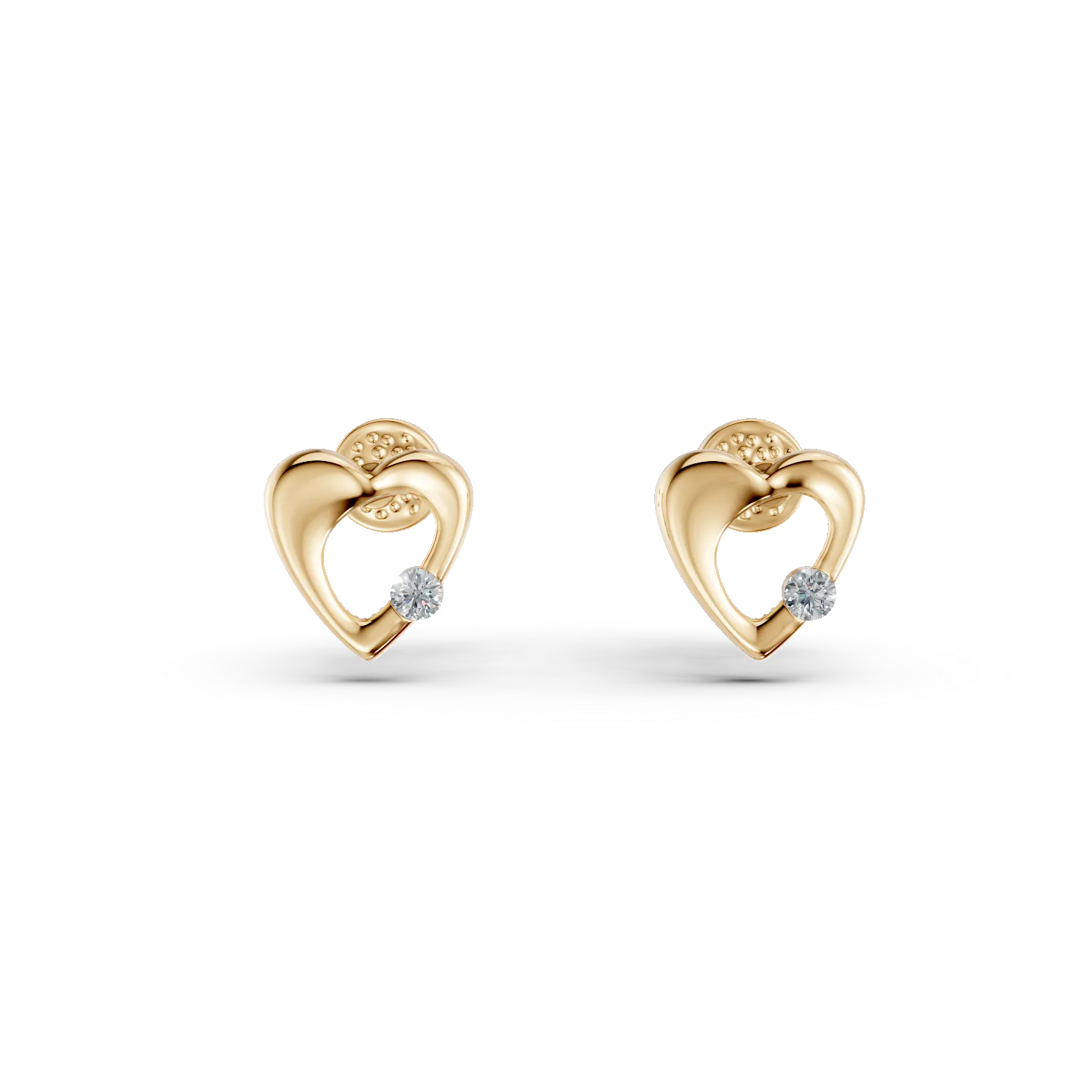 White gold heart earrings with zirconia for children-202377