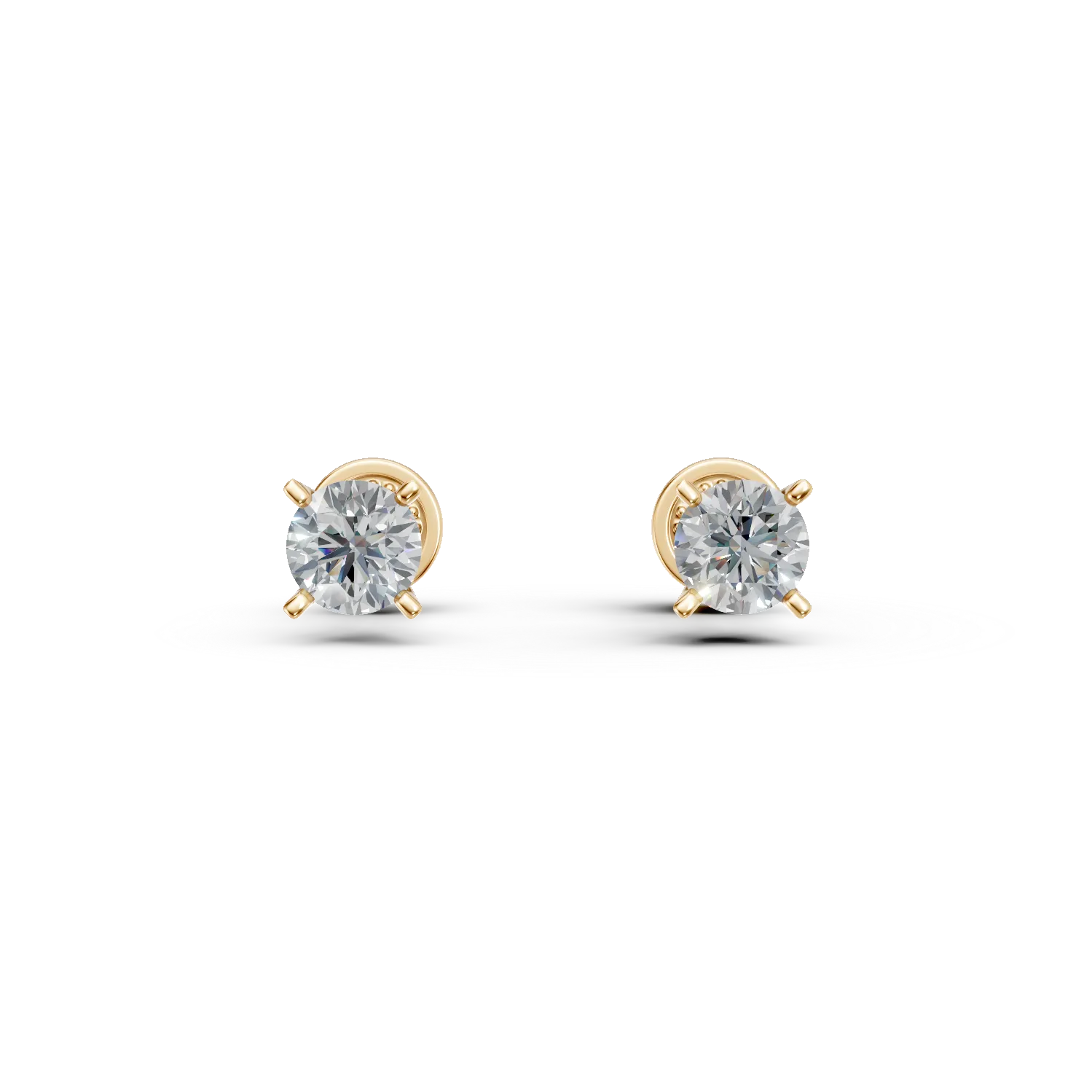 Yellow gold solitaire earrings with zirconia for children-202388