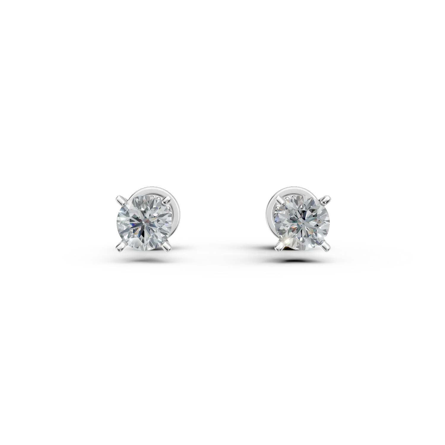 White gold solitaire earrings with zirconia for children-202396