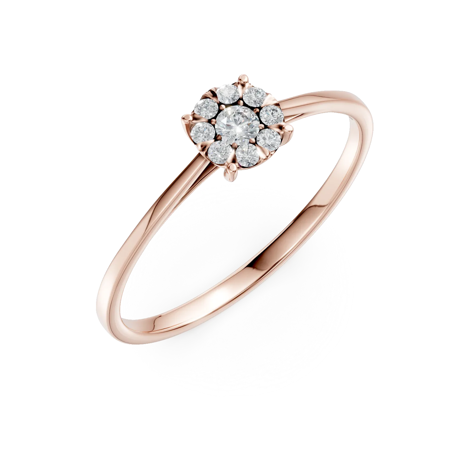 Teilor Inel de logodna din aur roz cu diamante de 0.2ct