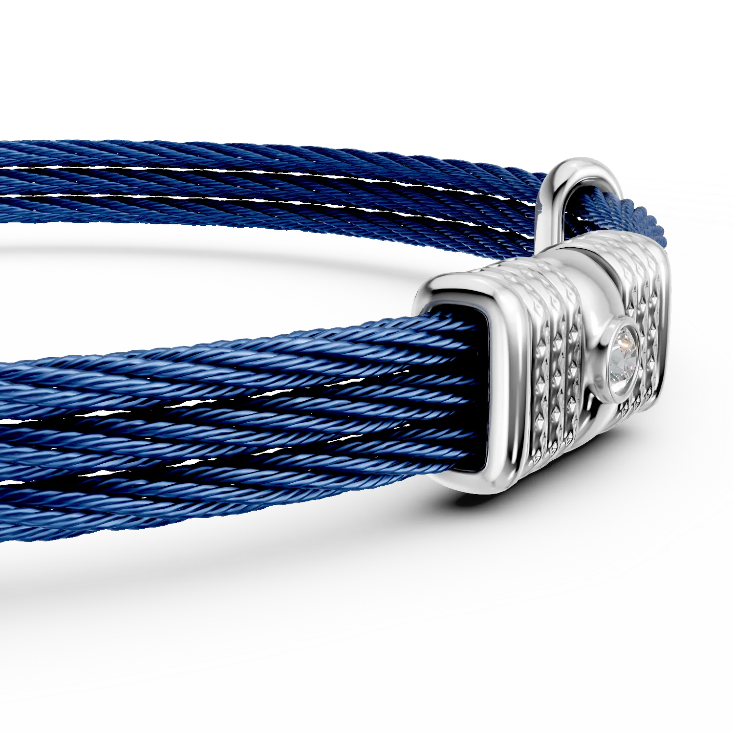 White-blue steel bracelet with 0.0025ct diamond for men