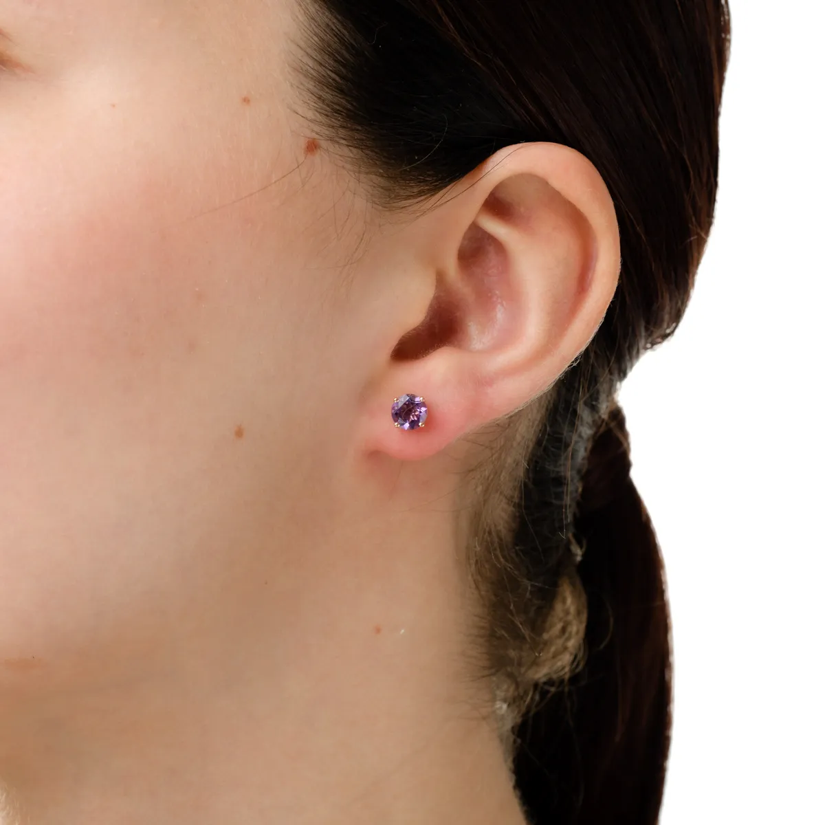 Cercei stud din aur roz cu ametiste de 1.8ct