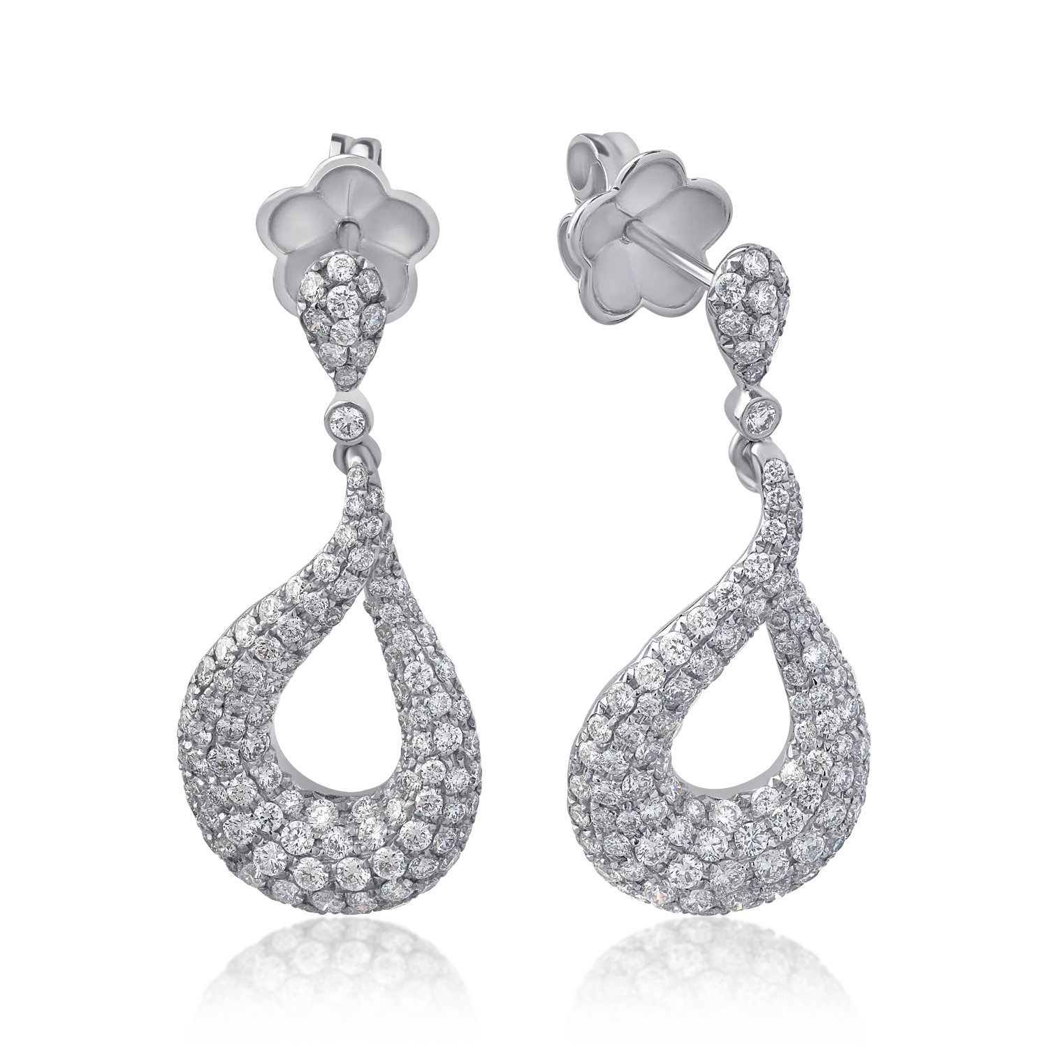 Kolczyki z białego 18K złota z 2.01ct diamentami