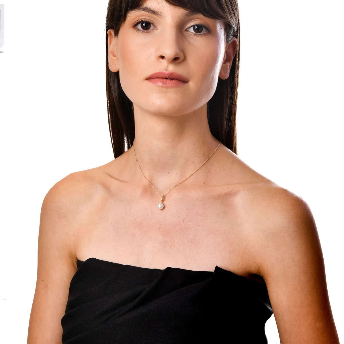 Pandantiv din aur galben cu perla de cultura si diamante de 0.07ct