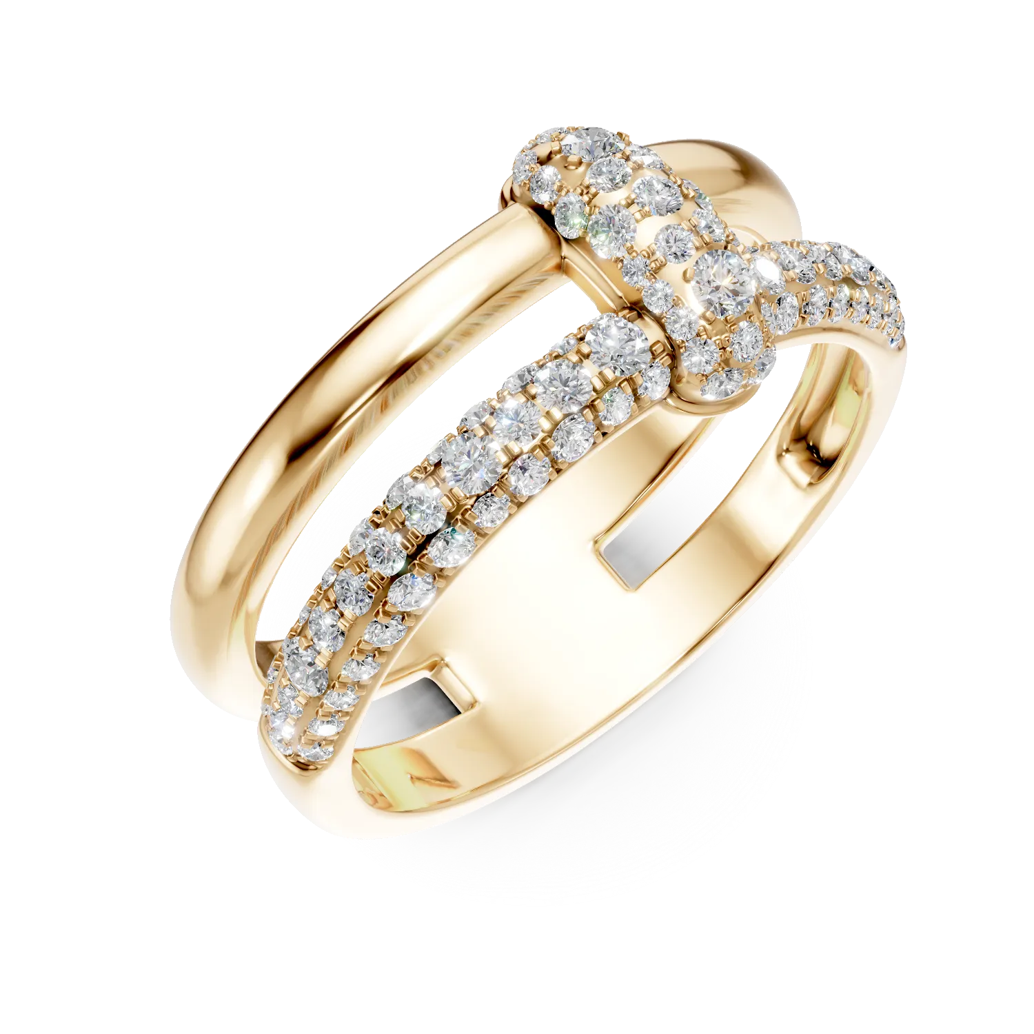 Inel geometric din aur galben cu diamante de 0.53ct