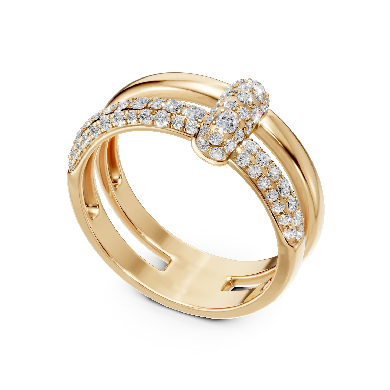 Inel geometric din aur galben cu diamante de 0.53ct