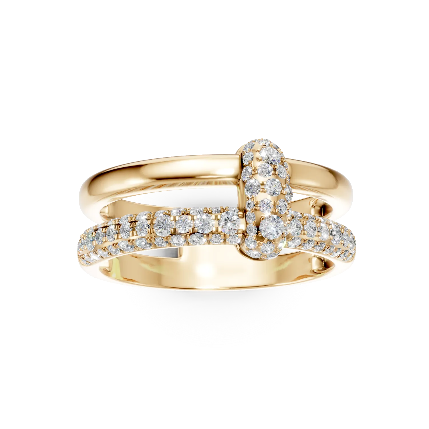 Inel geometric din aur galben cu diamante de 0.53ct
