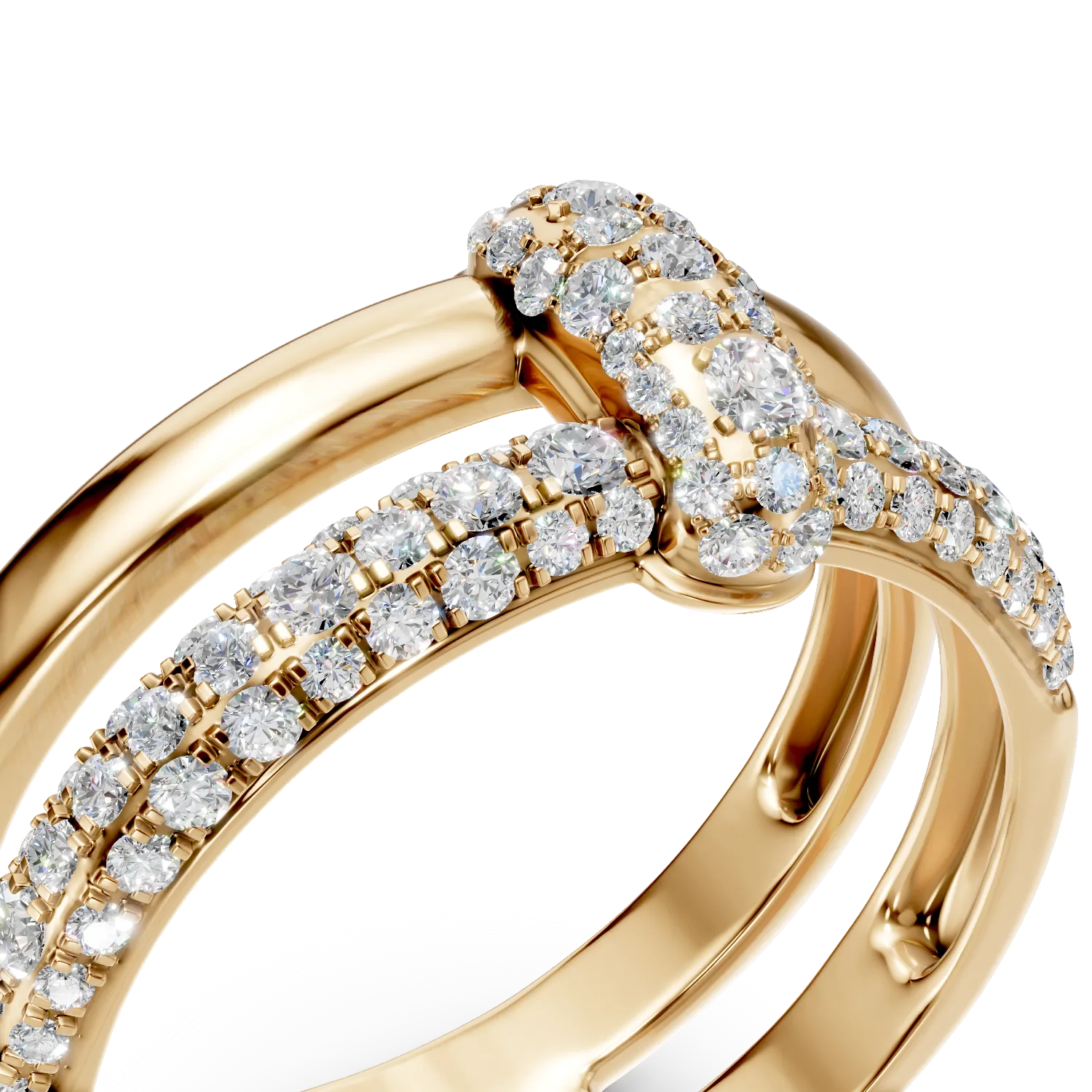 Inel geometric din aur galben cu diamante de 0.53ct