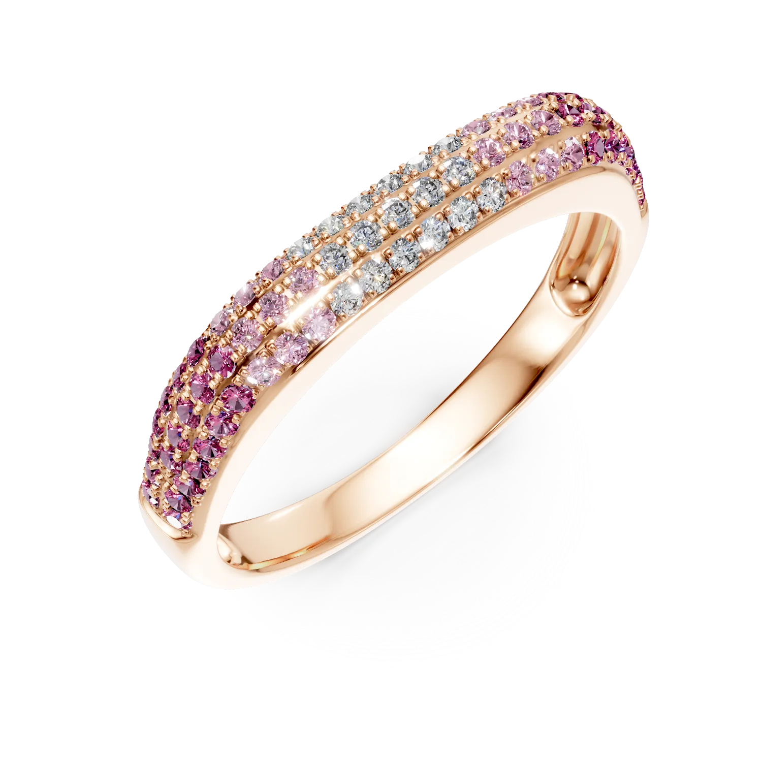 Teilor Inel semi eternity din aur roz cu safire si diamante de 0.57ct