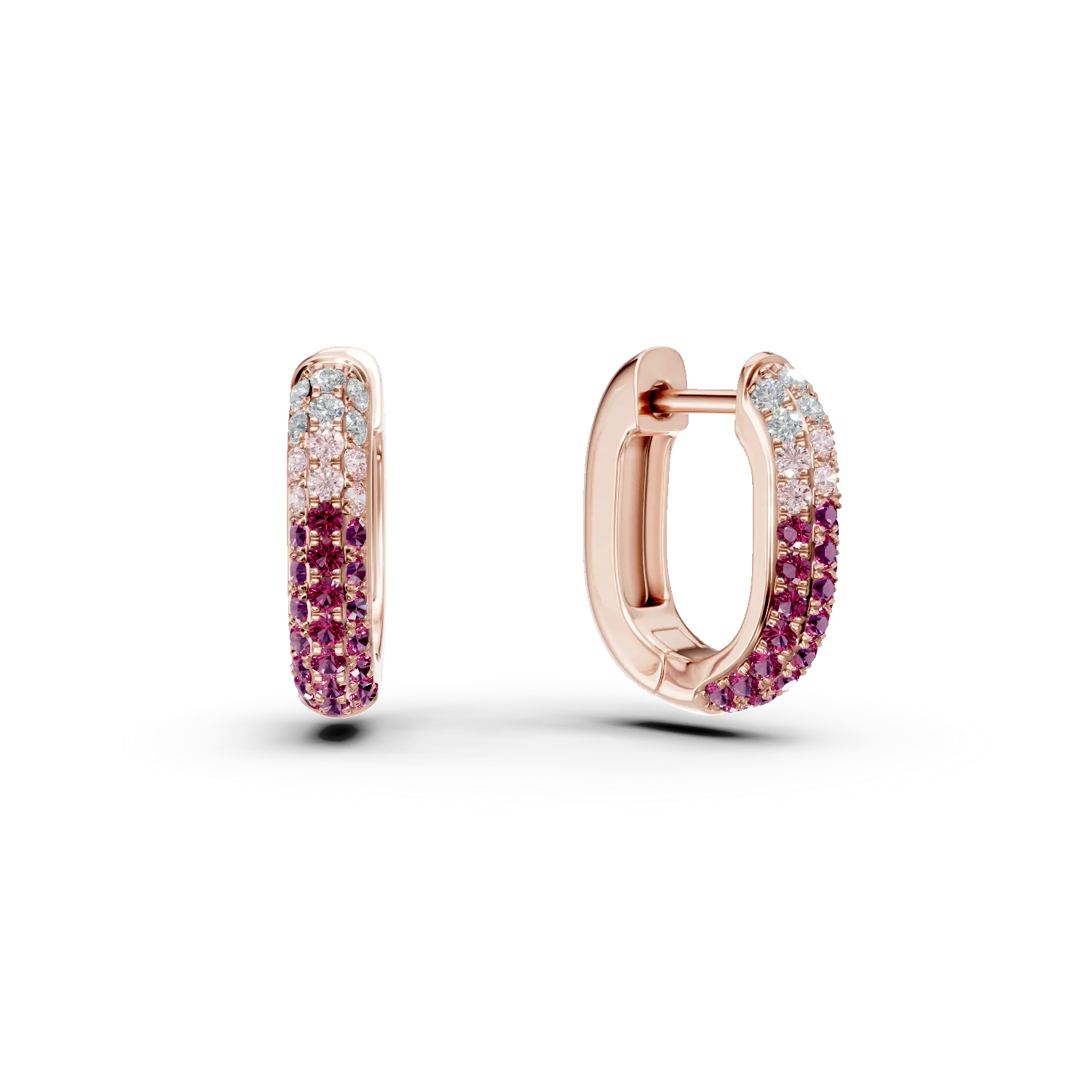 Cercei creole din aur roz cu pietre pretioase de 0.76ct