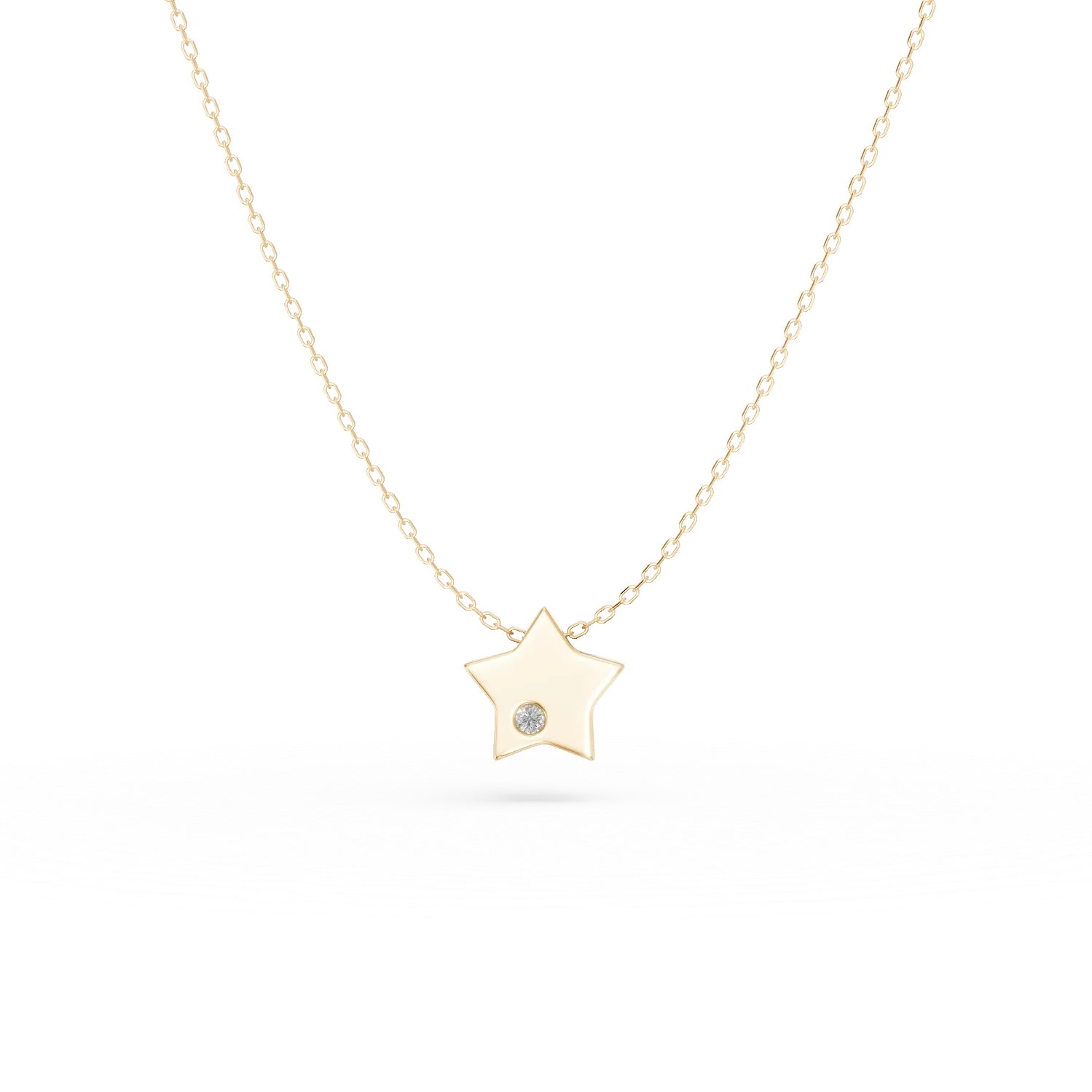 Lant din aur galben cu pandantiv steluta cu un diamant de 0.005ct